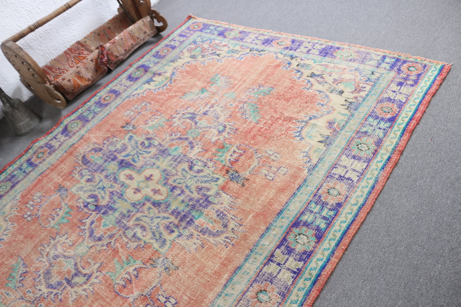 Kırmızı Soğuk Halı, Yatak Odası Halıları, Türk Halısı, 6.4x8.9 ft Büyük Halı, Yatak Odası Halıları, Ev Dekor Halısı, Vintage Halı, Oturma Odası Halısı, Dış Mekan Halısı