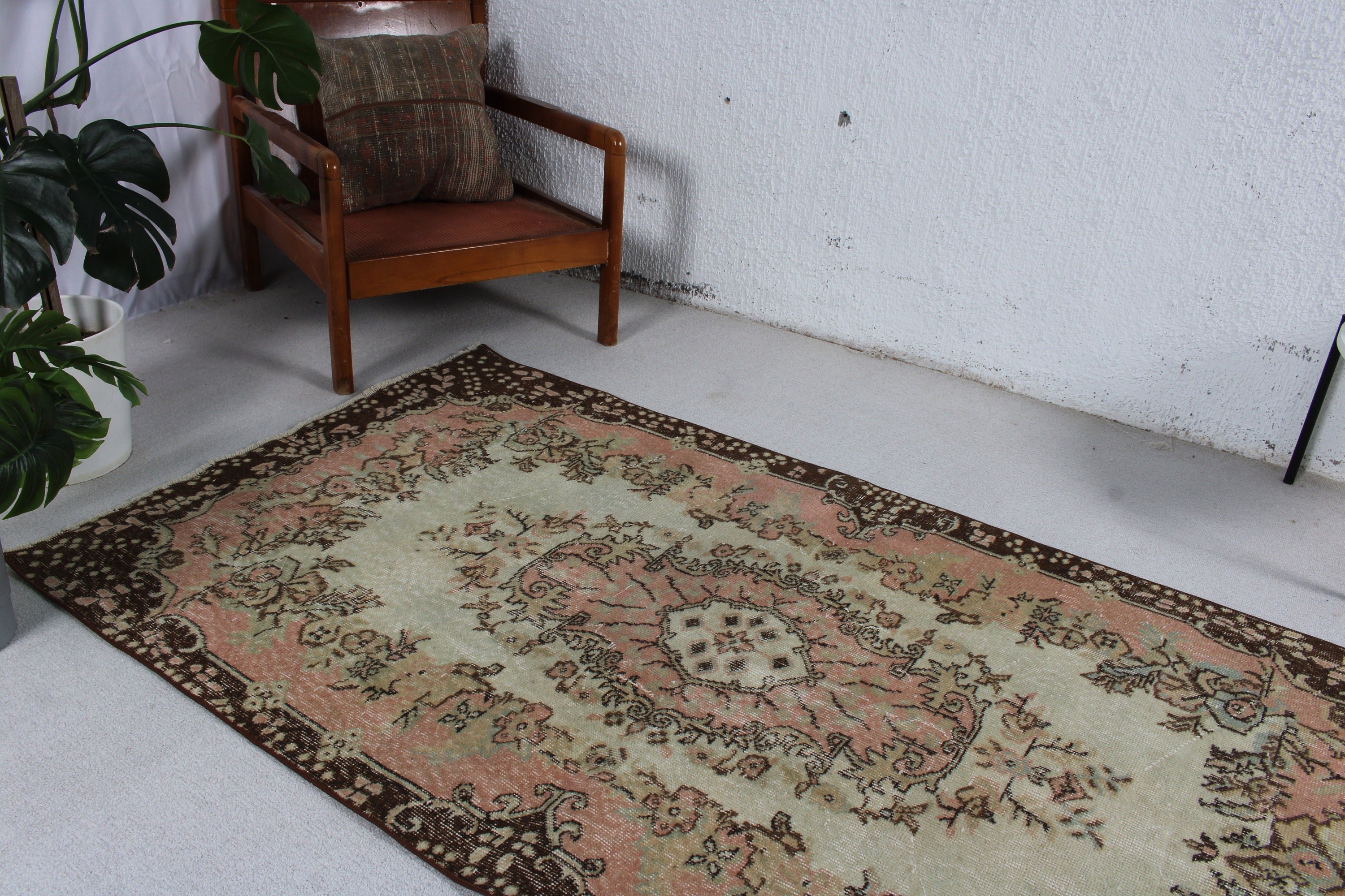 El Dokuma Halı, Kahverengi Yün Halı, Antika Kilimler, Vintage Halılar, Vintage Dekor Halı, Türk Halısı, Mutfak Halısı, Boho Alan Halıları, 3,7x6,5 ft Alan Halısı