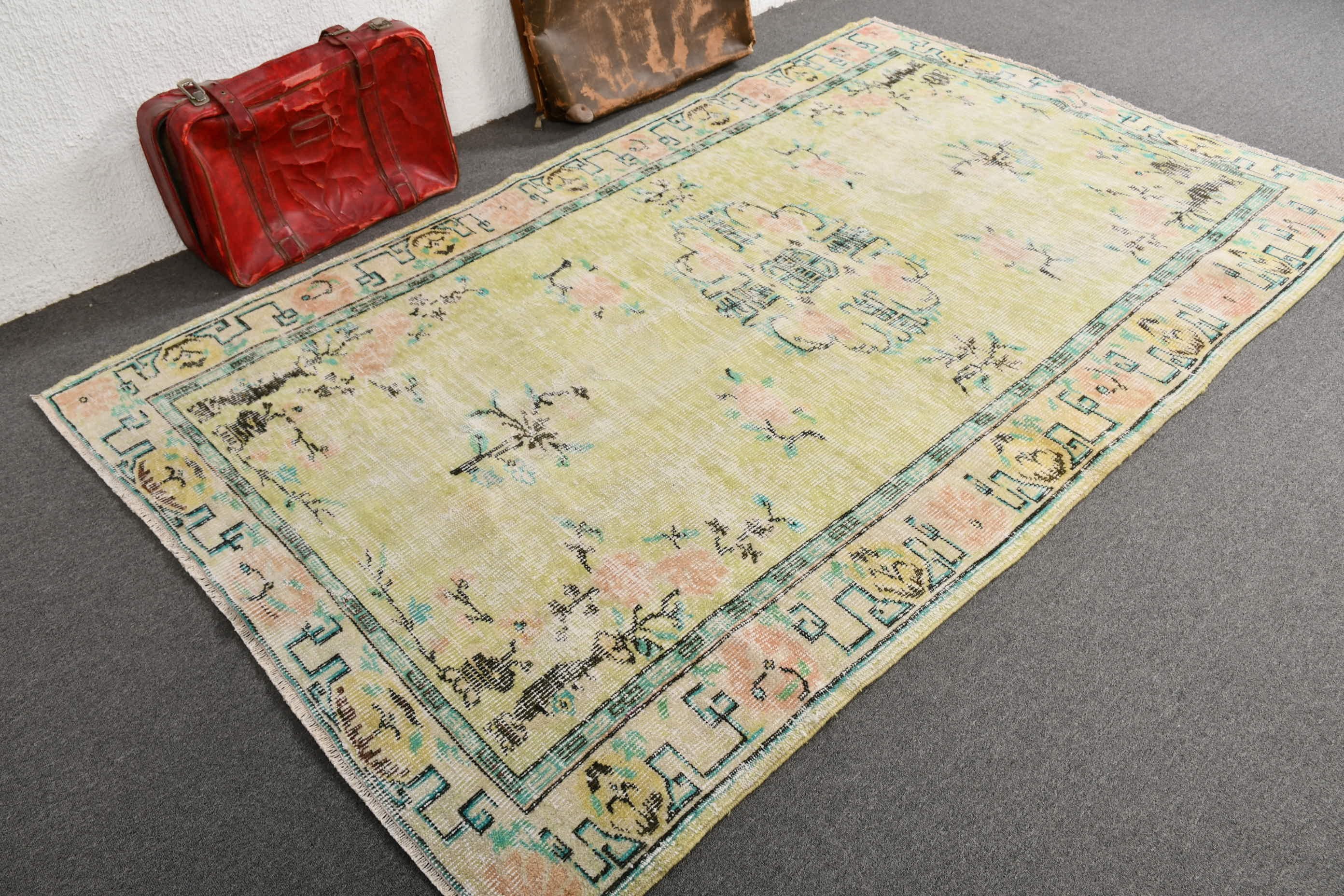 Dining Room Rugs, Green Antique Rugs, Salon Rugs, Anatolian Rug, 5.2x8.7 ft Large Rug, Oushak Rug, Turkey Rug, Turkish Rugs, Vintage Rugs