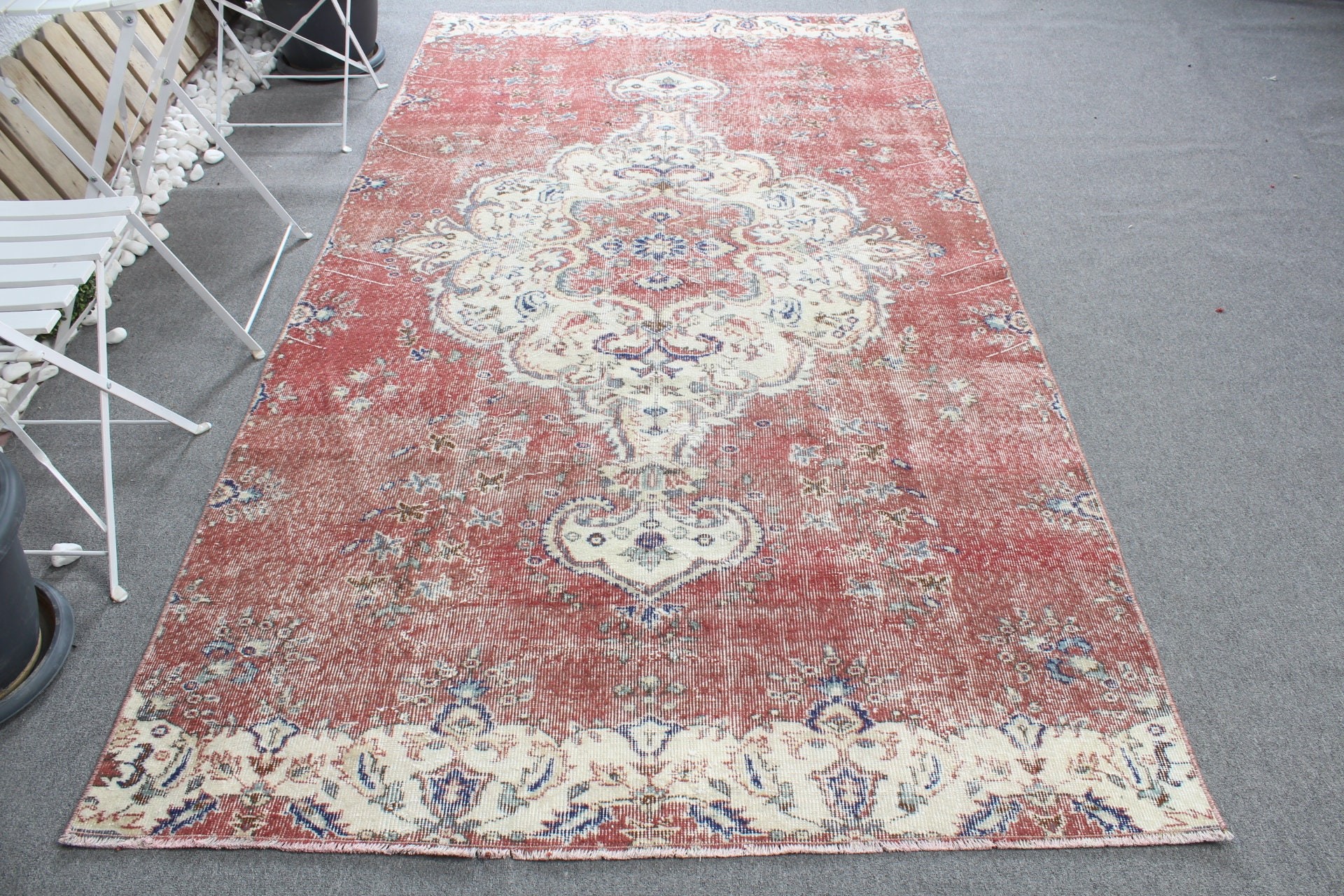 Antika Halı, Vintage Halı, Yemek Odası Halıları, 5x9.6 ft Büyük Halılar, Kırmızı Yün Halı, Oturma Odası Halıları, Türkiye Halısı, Türk Halısı, Yatak Odası Halısı