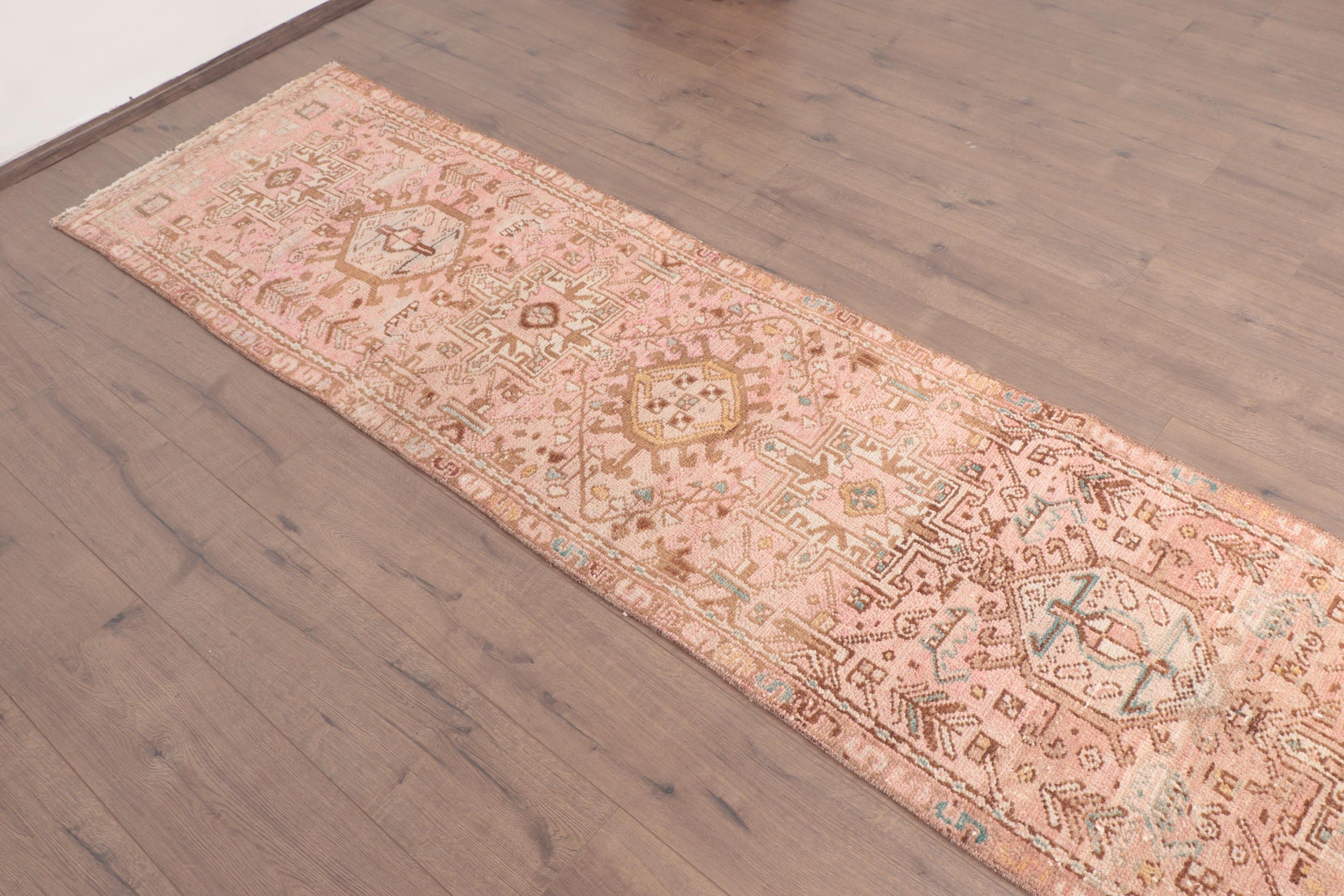 Mutfak Halıları, 2.2x8.4 ft Runner Halı, Vintage Halı, Türk Halıları, Geometrik Halılar, Vintage Runner Halıları, Pembe Boho Halı, Yer Halıları