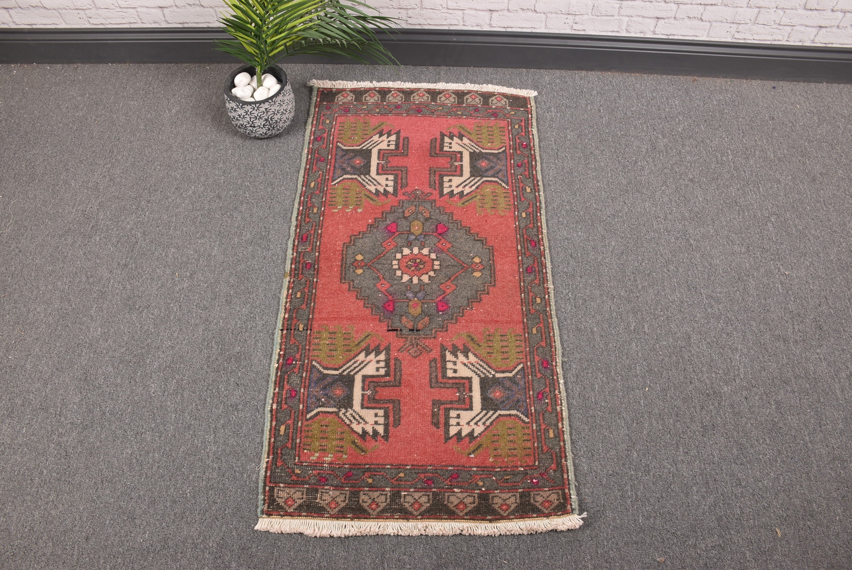 Boho Halı, Türk Halıları, Pembe Nötr Halılar, Yatak Odası Halısı, Vintage Halı, 1.8x3.5 ft Küçük Halılar, Yatak Odası Halıları, Banyo Halısı, Fas Halıları