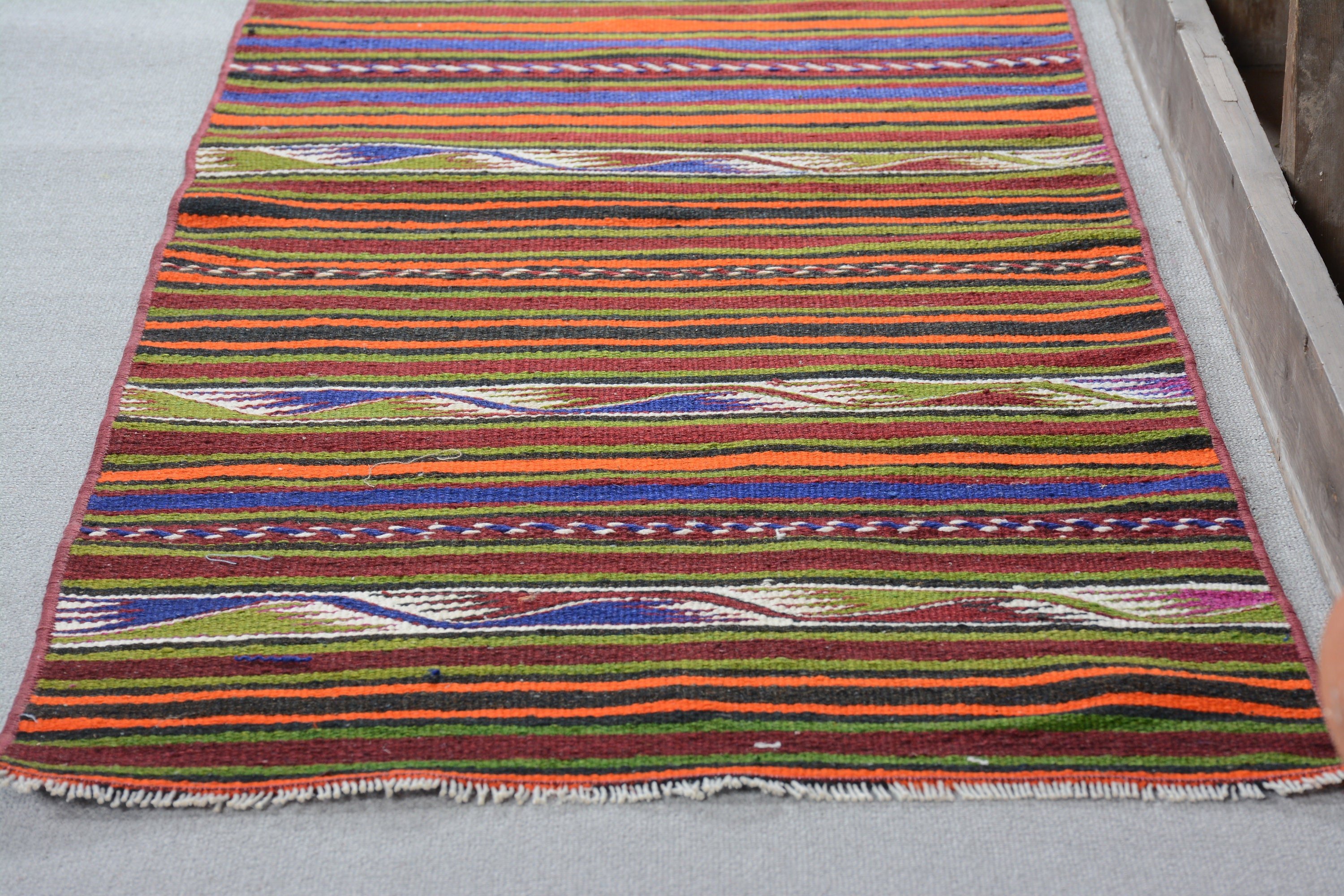 Vintage Halı, Yün Halı, Koridor Halıları, Mutfak Halıları, Kilim, Türk Halısı, Yatak Odası Halısı, Turuncu Fas Halıları, 2,1x6,4 ft Yolluk Halısı