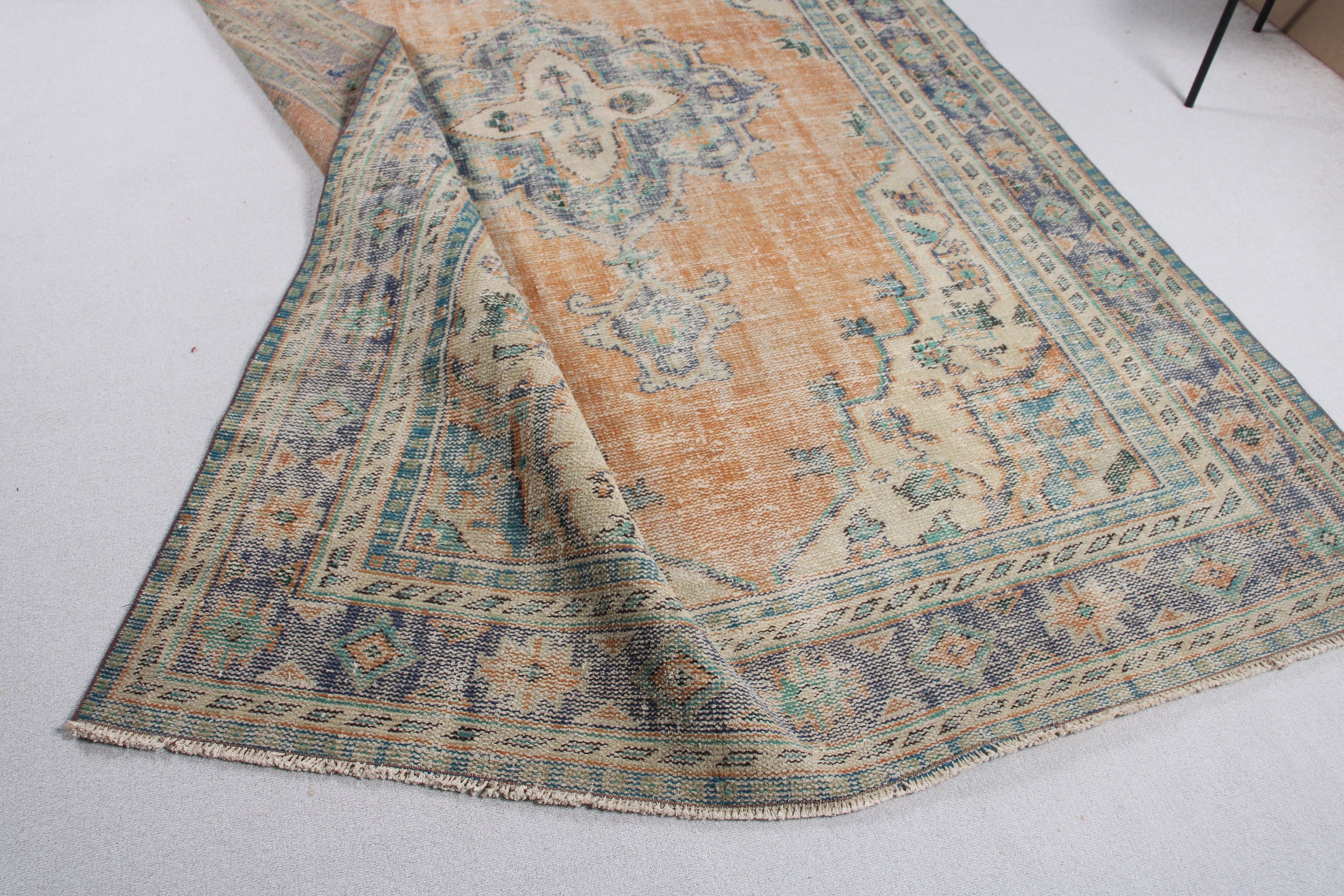 Büyük Boho Halılar, Vintage Halılar, Boho Halı, Modern Halılar, 6,3x9,4 ft Büyük Halı, Türk Halıları, Turuncu Nötr Halı, Büyük Vintage Halılar