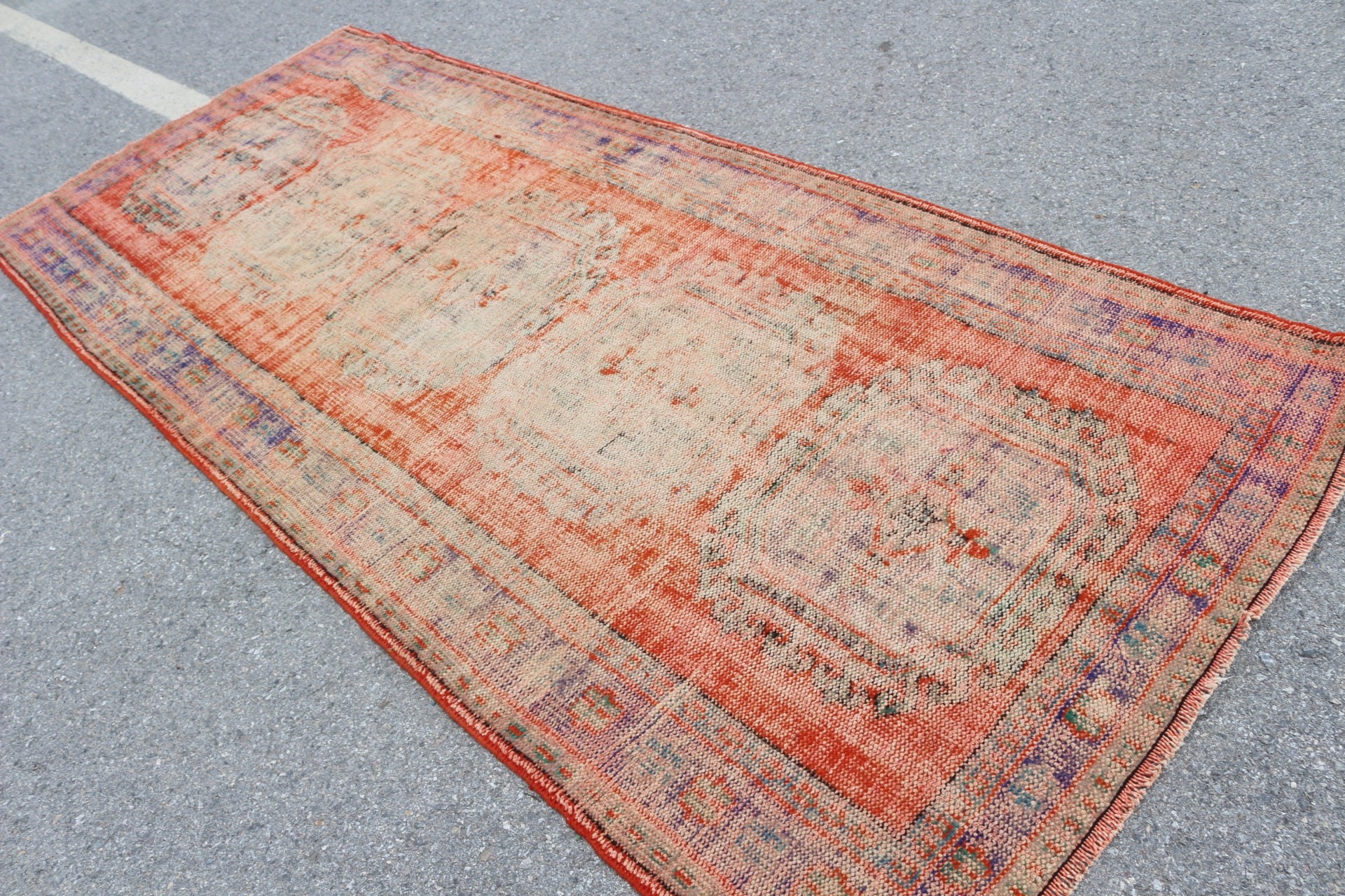 Bedroom Rug, Turkish Rugs, Living Room Rug, Vintage Rug, Kitchen Rug, Old Rugs, Orange  4.5x10.7 ft Large Rug