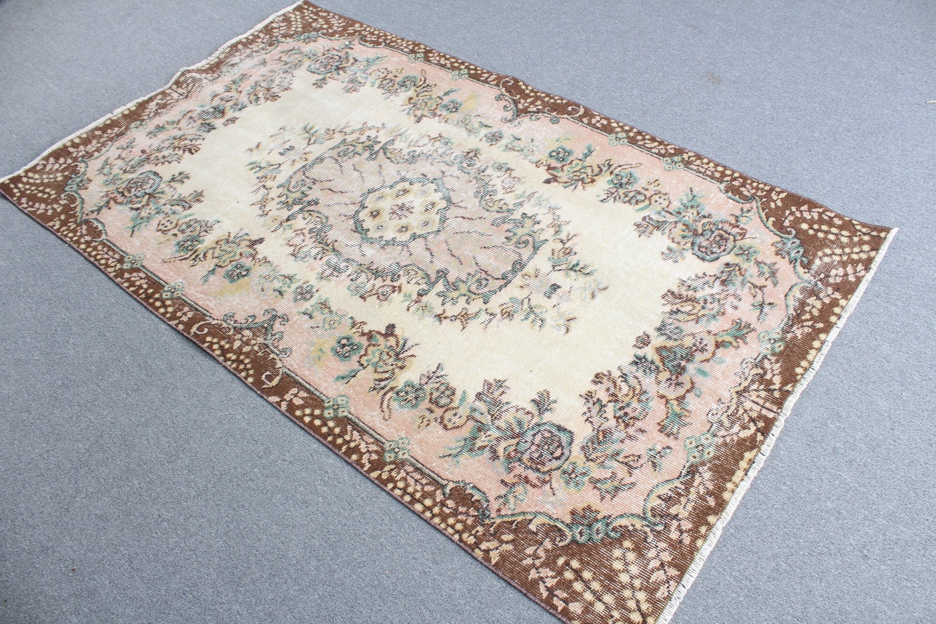 Bedroom Rug, Home Decor Rugs, 3.8x6.4 ft Area Rugs, Turkish Rug, Moroccan Rugs, Vintage Rug, Beige Oushak Rug, Living Room Rug, Outdoor Rug