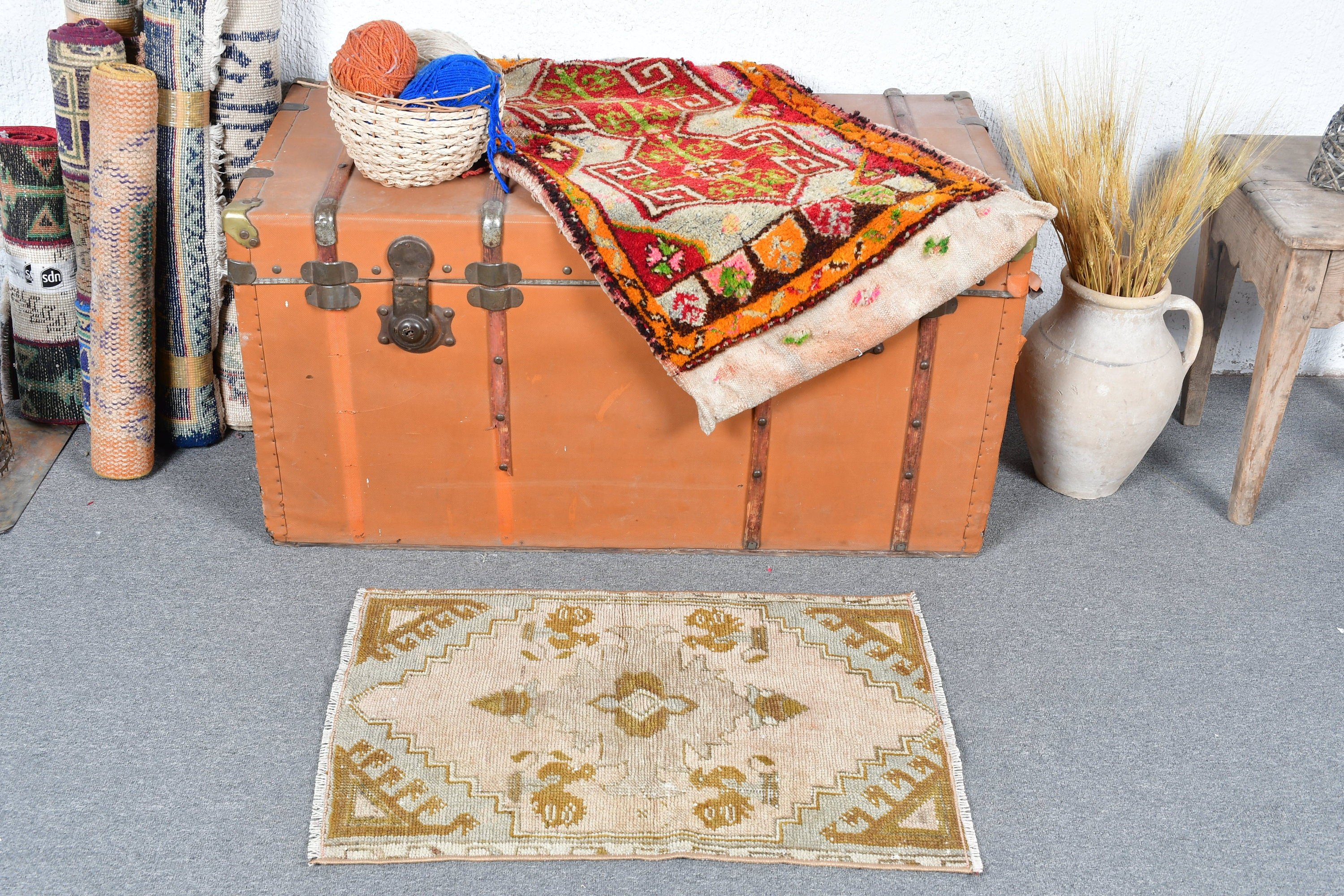 Yün Halılar, Vintage Halı, Kahverengi Yatak Odası Halıları, Türk Halısı, Banyo Halıları, Fas Halısı, Banyo Paspası Boho Halısı, Araba Paspası Halıları, 1.6x2.4 ft Küçük Halı