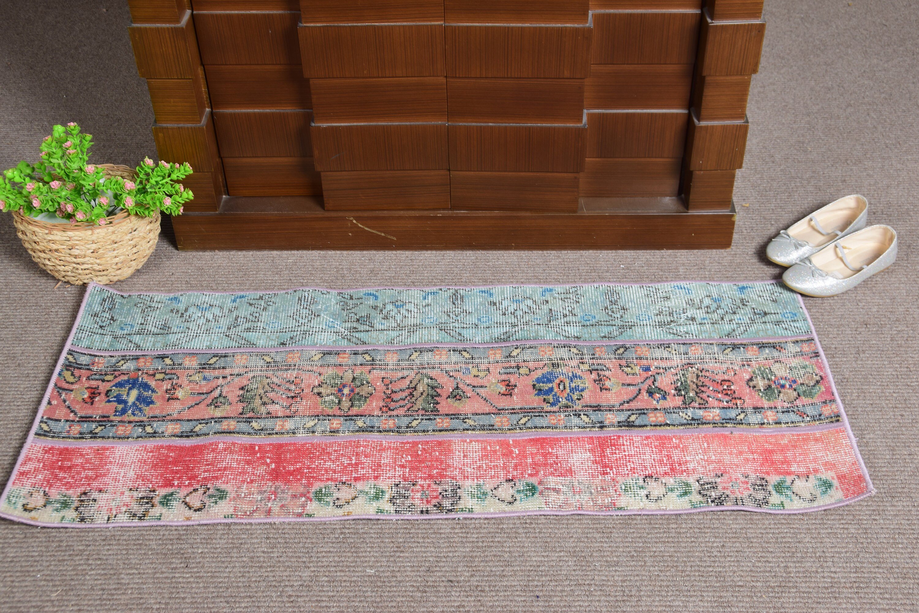 Araba Paspas Halısı, Duvara Asılı Halı, Çocuk Odası Halıları, Vintage Halı, 1.7x4 ft Küçük Halı, Kırmızı Soğuk Halı, Türk Halısı, Yer Halısı, Soğuk Halı, Eski Halı