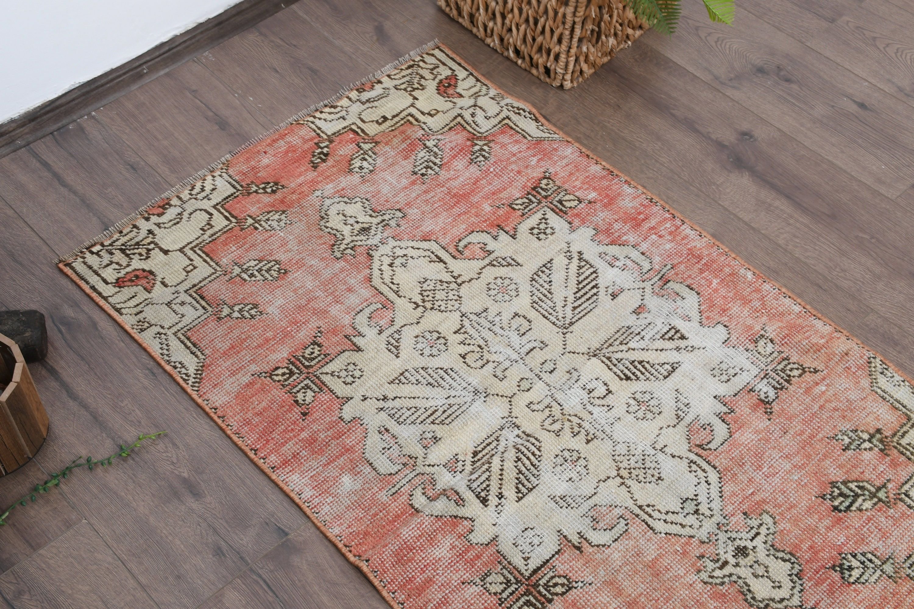 Turkish Rug, Bathroom Rug, Vintage Rug, Rugs for Door Mat, Beige  2.3x3.8 ft Small Rugs, Cool Rug, Entry Rugs