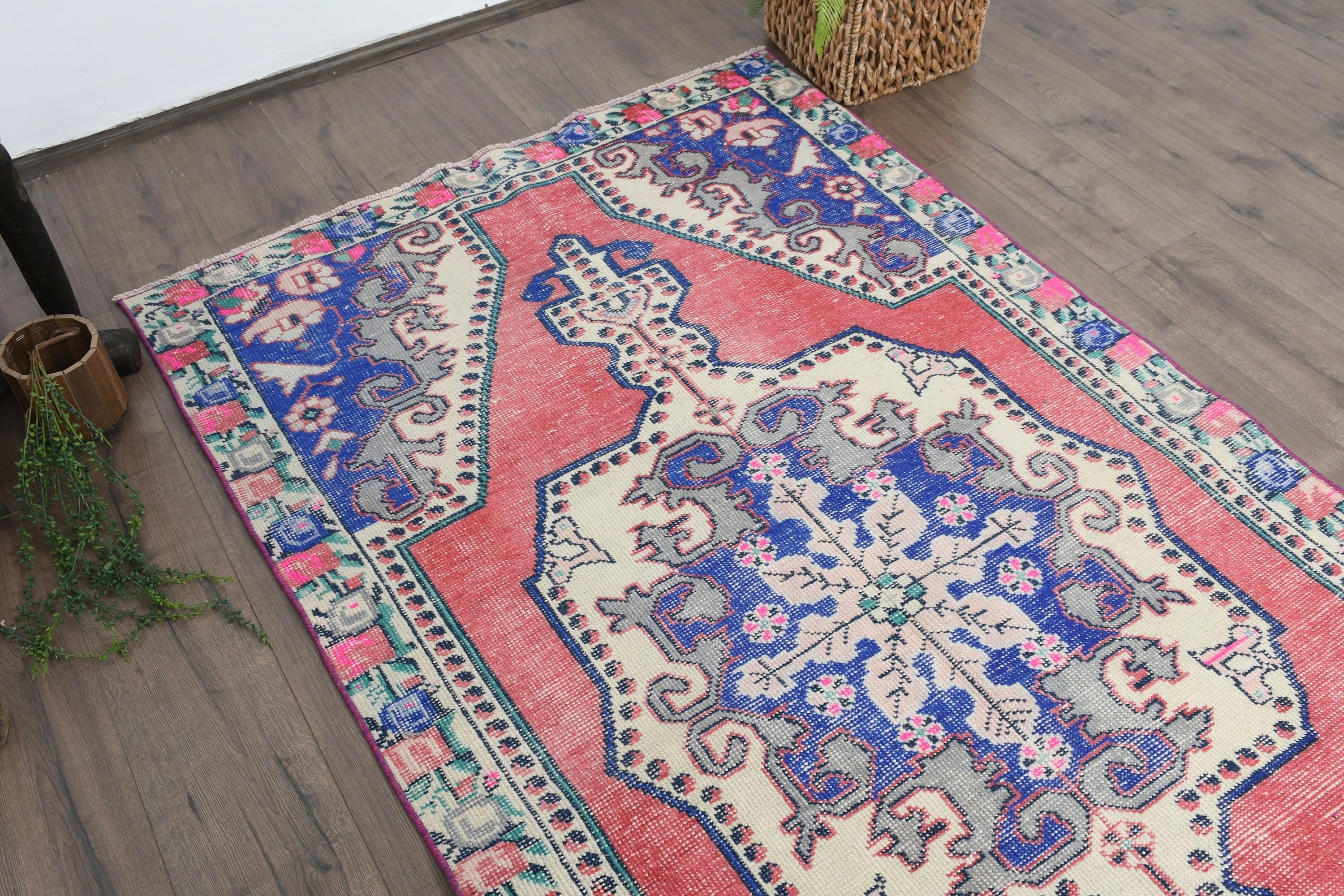 Vintage Rug, Red Oriental Rug, Oriental Rug, Turkish Rugs, Kitchen Rugs, Living Room Rug, Rugs for Dining Room, 3.9x7.1 ft Area Rug