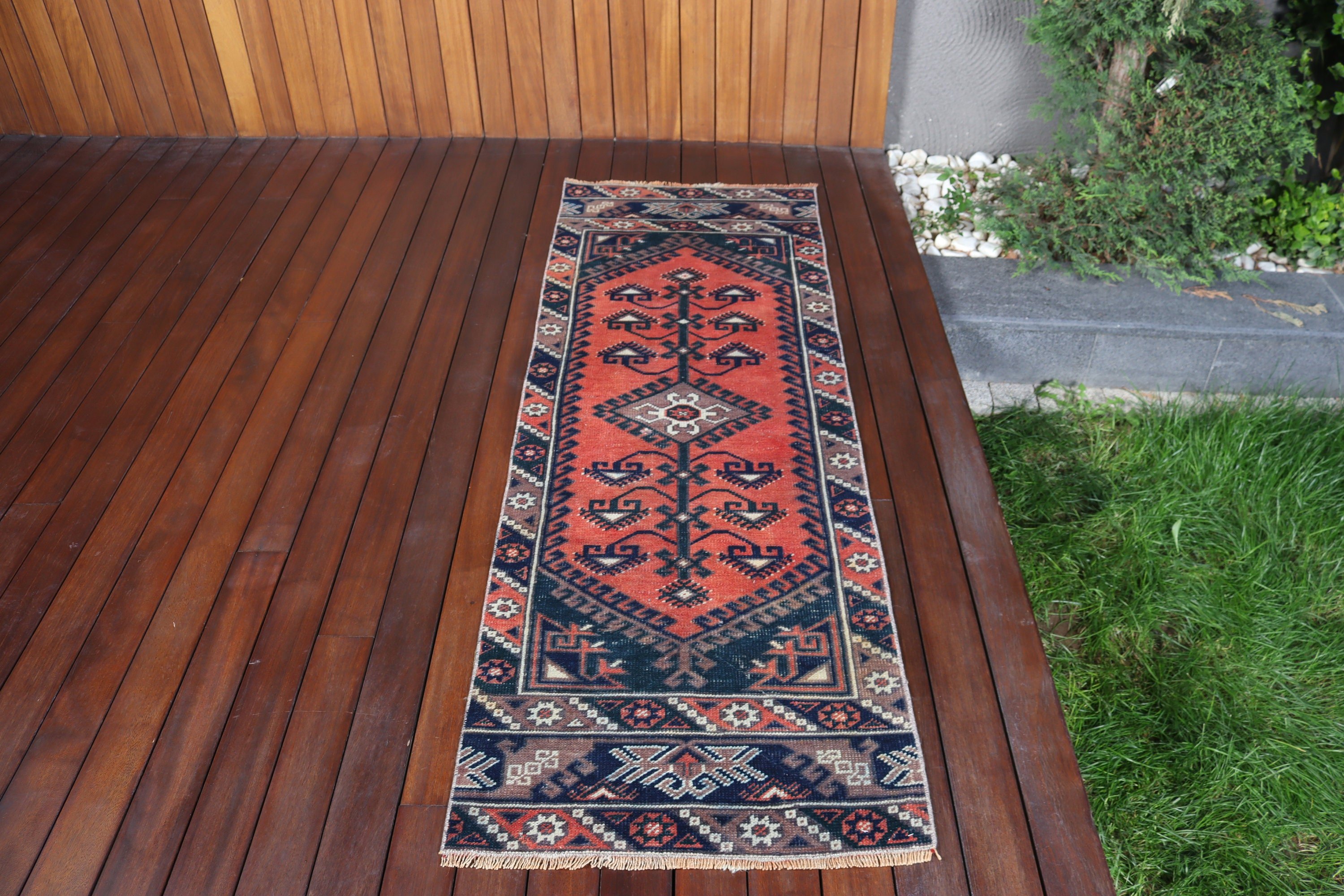 2.1x6.1 ft Runner Halıları, Vintage Halılar, Boho Halısı, Koridor Halısı, Sanatsal Halı, Koridor Halıları, Türk Halısı, Anadolu Halısı, Kırmızı Düz ​​Dokuma Halı