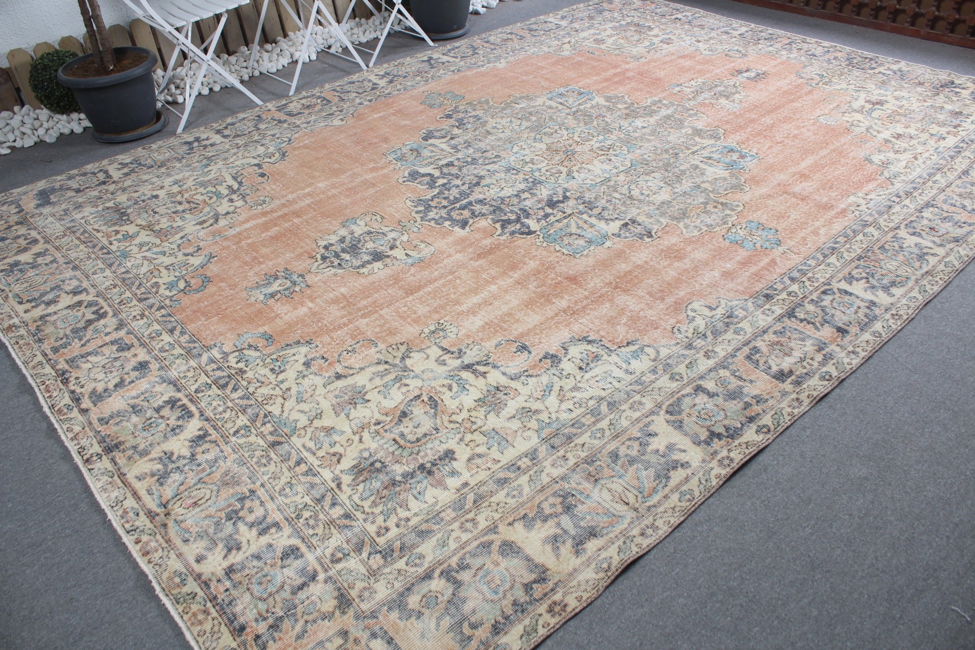 9x12.6 ft Oversize Rugs, Anatolian Rugs, Muted Rug, Dining Room Rug, Floor Rug, Salon Rugs, Orange Anatolian Rugs, Vintage Rug, Turkish Rug