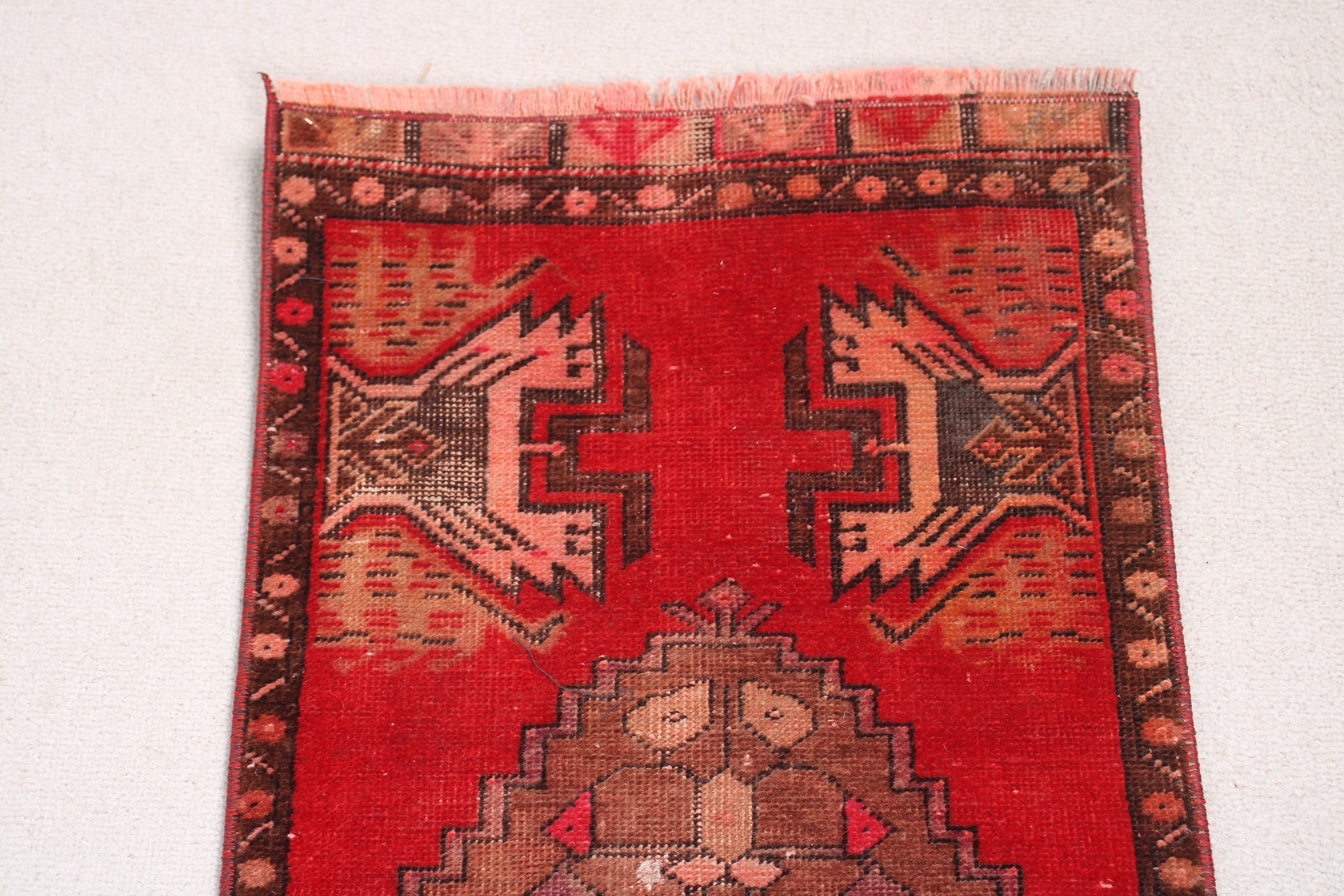 Banyo Halısı, Kırmızı Nötr Halılar, Vintage Halı, Düz Dokuma Halı, Araba Paspas Halıları, 1.4x2.8 ft Küçük Halı, Bildiri Halısı, Türk Halısı, Türkiye Halısı