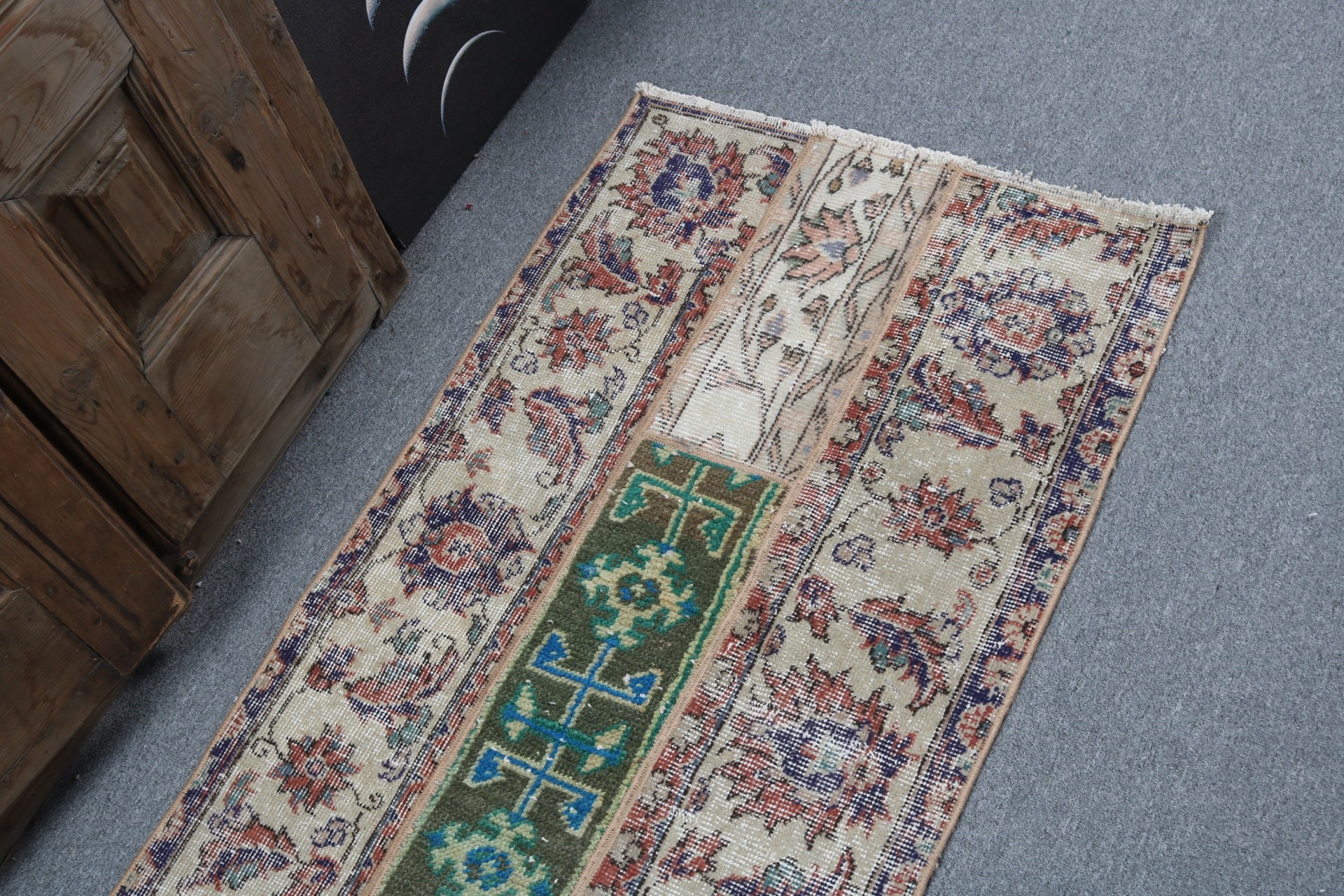 2.1x4.6 ft Küçük Halılar, Vintage Halı, Anadolu Halısı, Bej Yatak Odası Halısı, Modern Halılar, Türk Halısı, Duvara Asılı Halılar, Banyo Halısı, Aztek Halısı