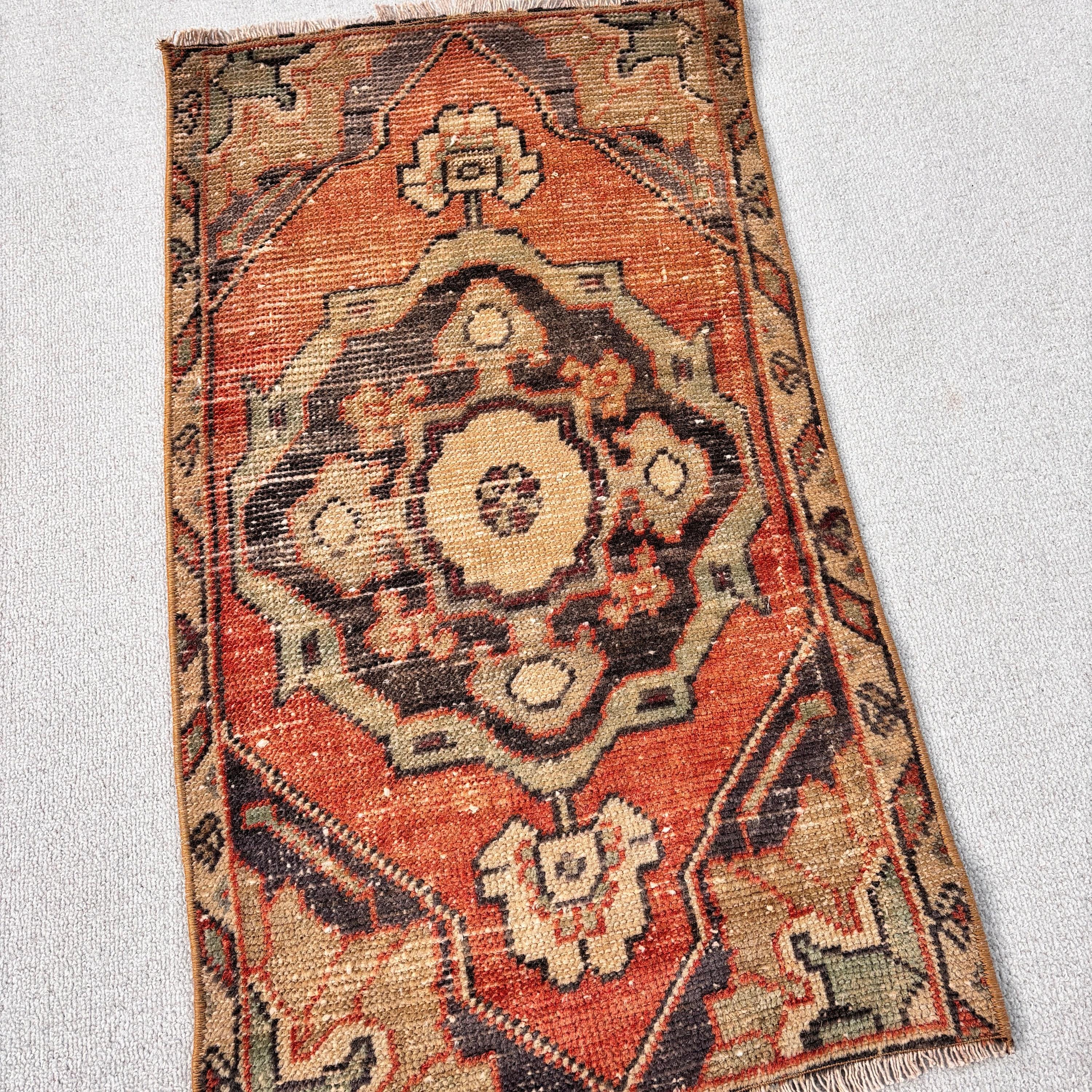 Small Vintage Rugs, Turkish Rug, Exotic Rugs, Boho Rug, Orange Kitchen Rugs, Bathroom Rug, 1.6x2.8 ft Small Rugs, Vintage Rug, Luxury Rugs