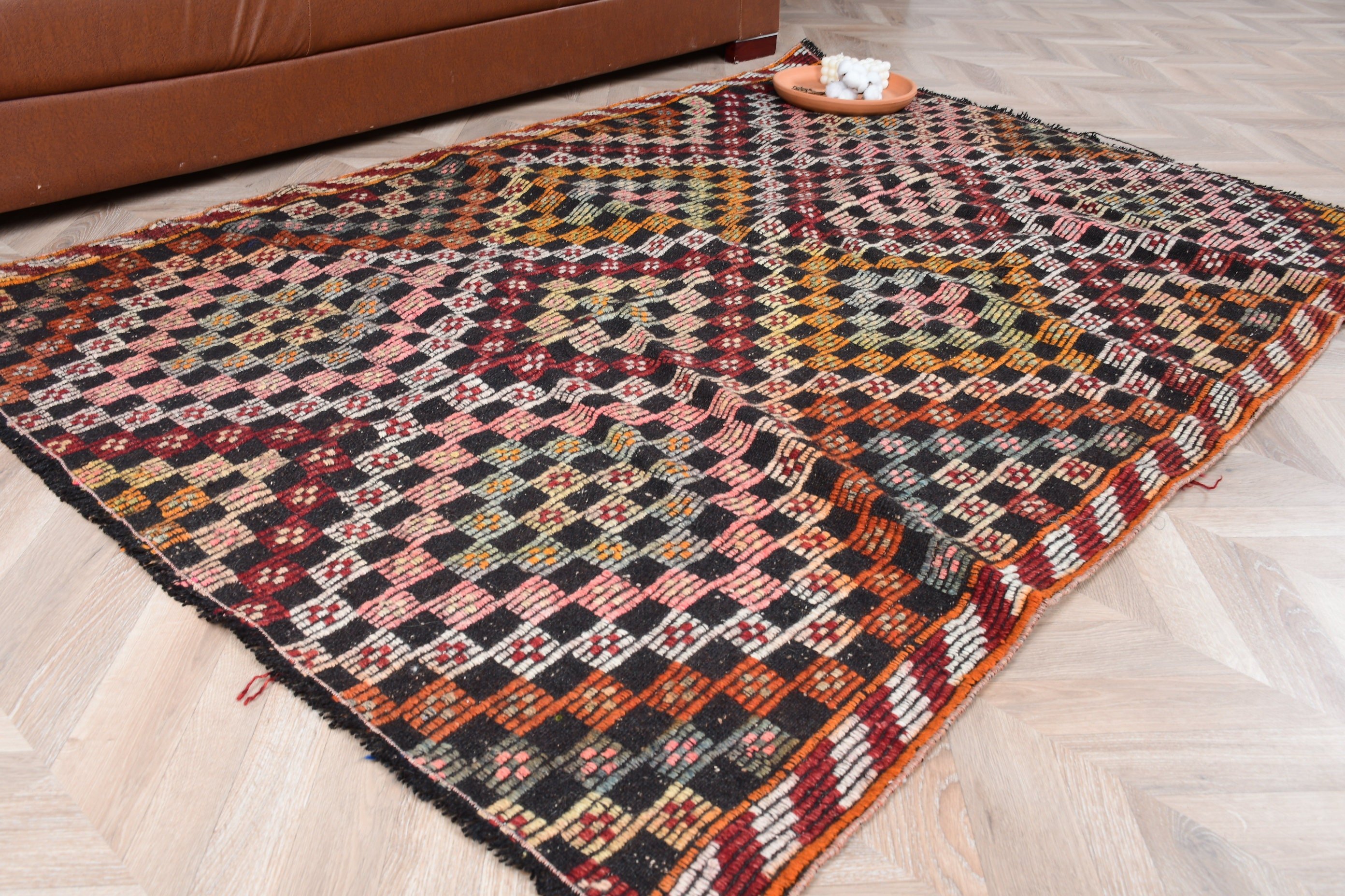 Antre Kilim, Antik Kilim, 146x191 cm Oturma odası Kilim, Siyah Renkli Kilim, Antre Kilim, Yemek odası Kilim, Türk Kilim