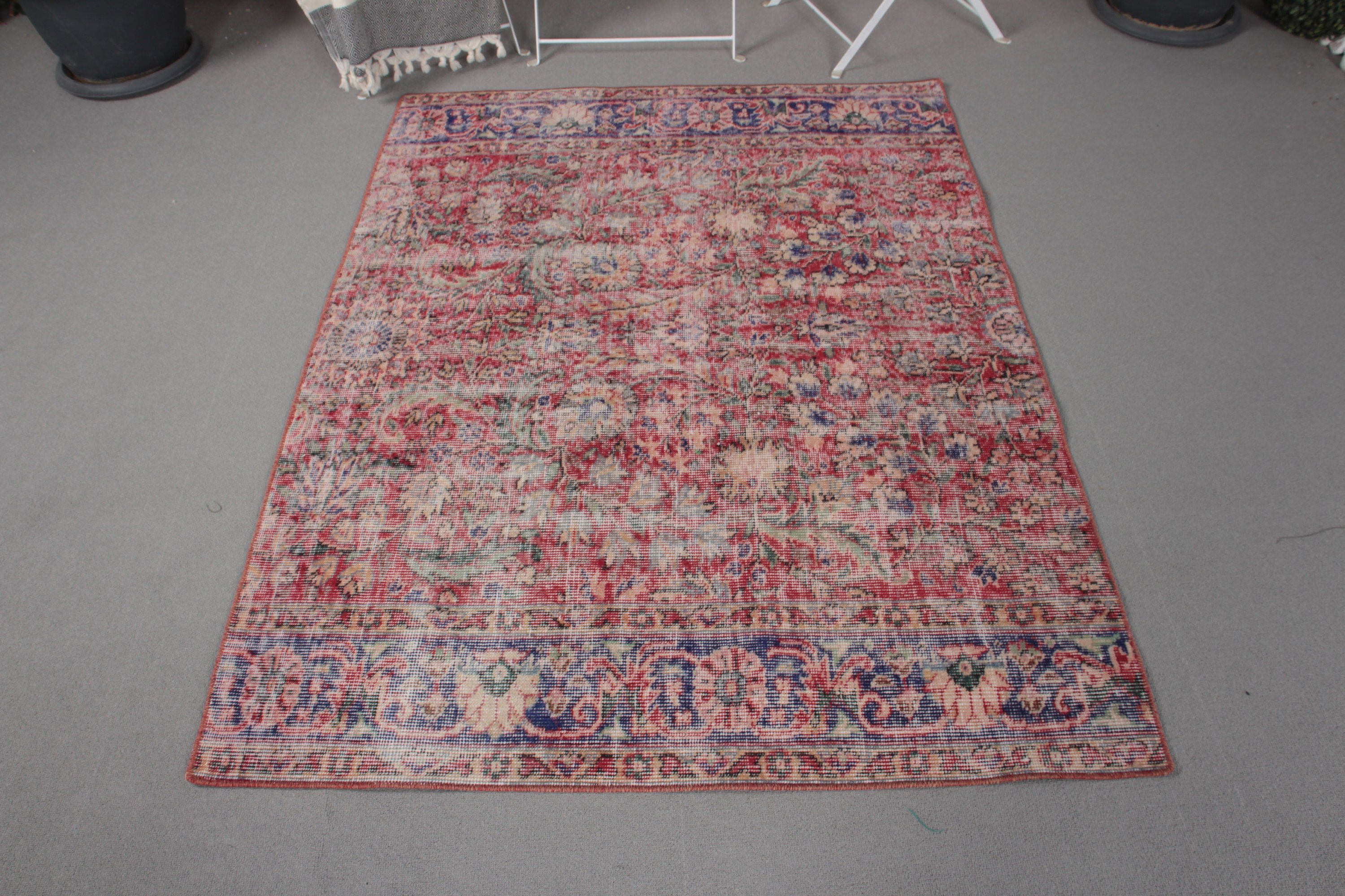 Türk Halıları, 3.8x5 ft Aksan Halısı, Anadolu Halısı, Antika Halılar, Vintage Vurgulu Halılar, Mavi Anadolu Halısı, Vintage Halı, Mutfak Halıları