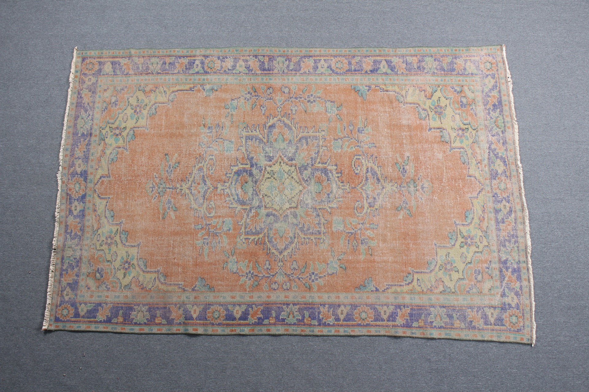 Floor Rugs, Rugs for Dining Room, Turkish Rugs, Boho Rugs, Salon Rugs, Vintage Rug, Orange Oriental Rug, Bedroom Rugs, 5.8x8.7 ft Large Rug