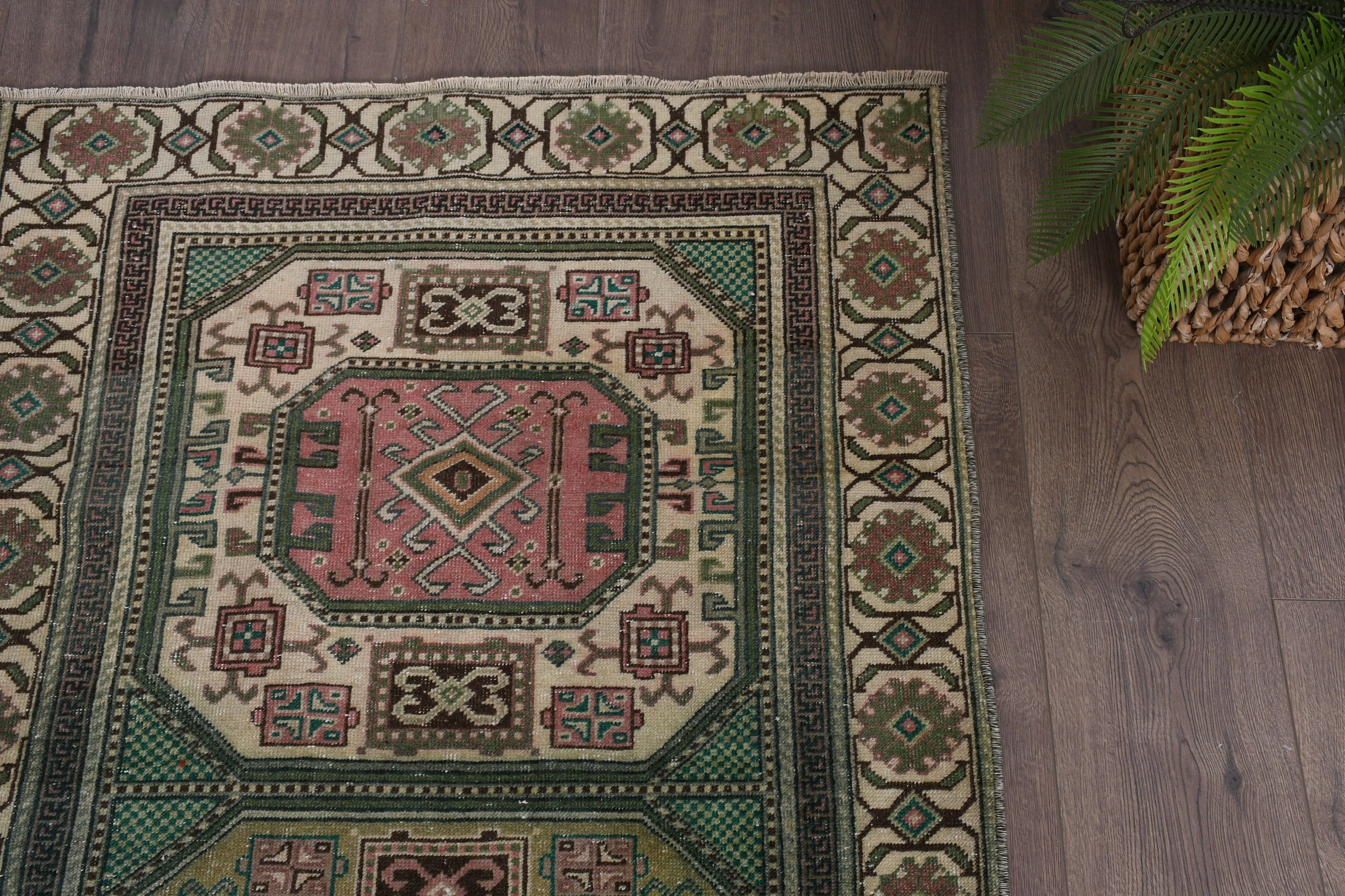 Vintage Rug, Kitchen Rug, Floor Rugs, Turkish Rug, Green Floor Rugs, 2.9x6.1 ft Accent Rugs, Oriental Rug, Rugs for Bedroom, Bedroom Rug