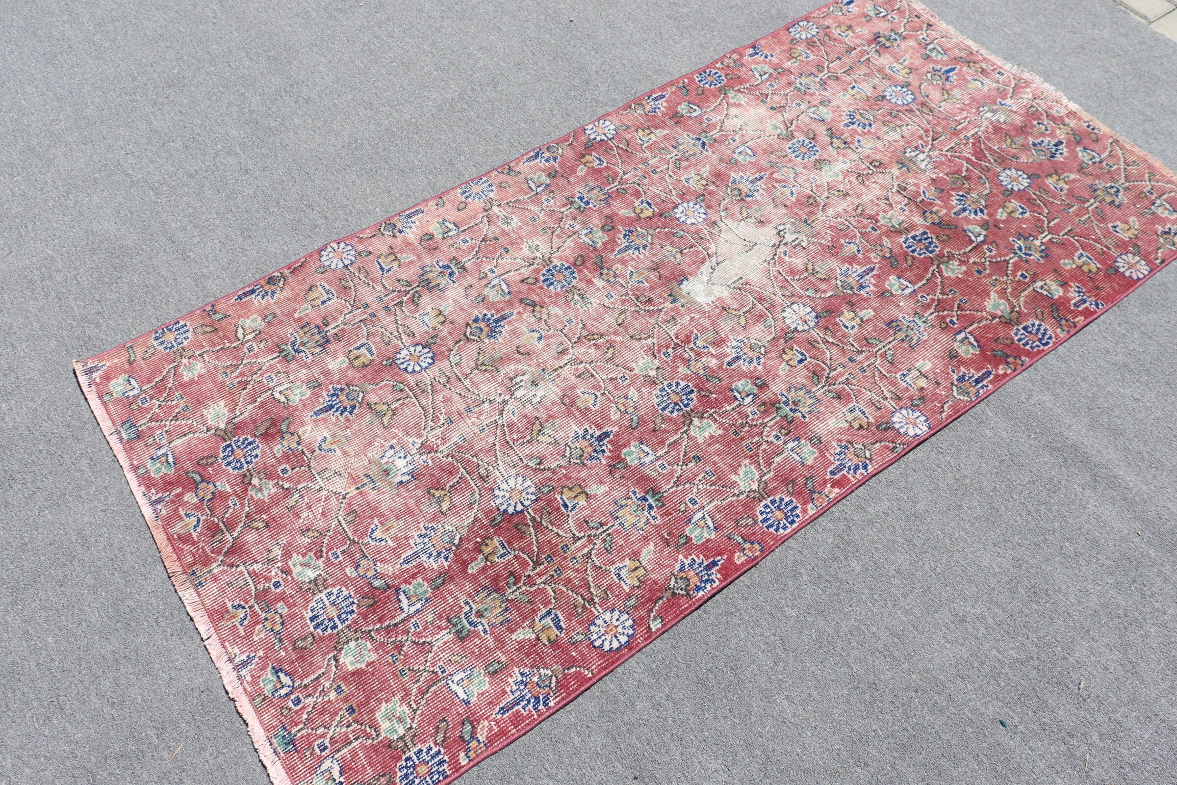 Red Floor Rugs, Vintage Rugs, 2.9x6 ft Accent Rug, Turkish Rug, Home Decor Rug, Kitchen Rugs, Nursery Rug, Rugs for Entry