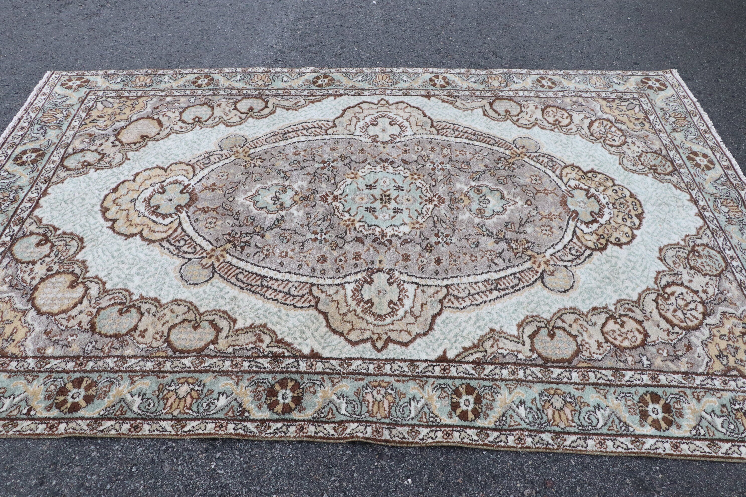 Oturma Odası Halısı, Vintage Halı, Yün Halı, Salon Halıları, Türk Halıları, 6.1x9.4 ft Büyük Halı, Kahverengi Yün Halı, Yemek Odası Halısı, Yer Halısı