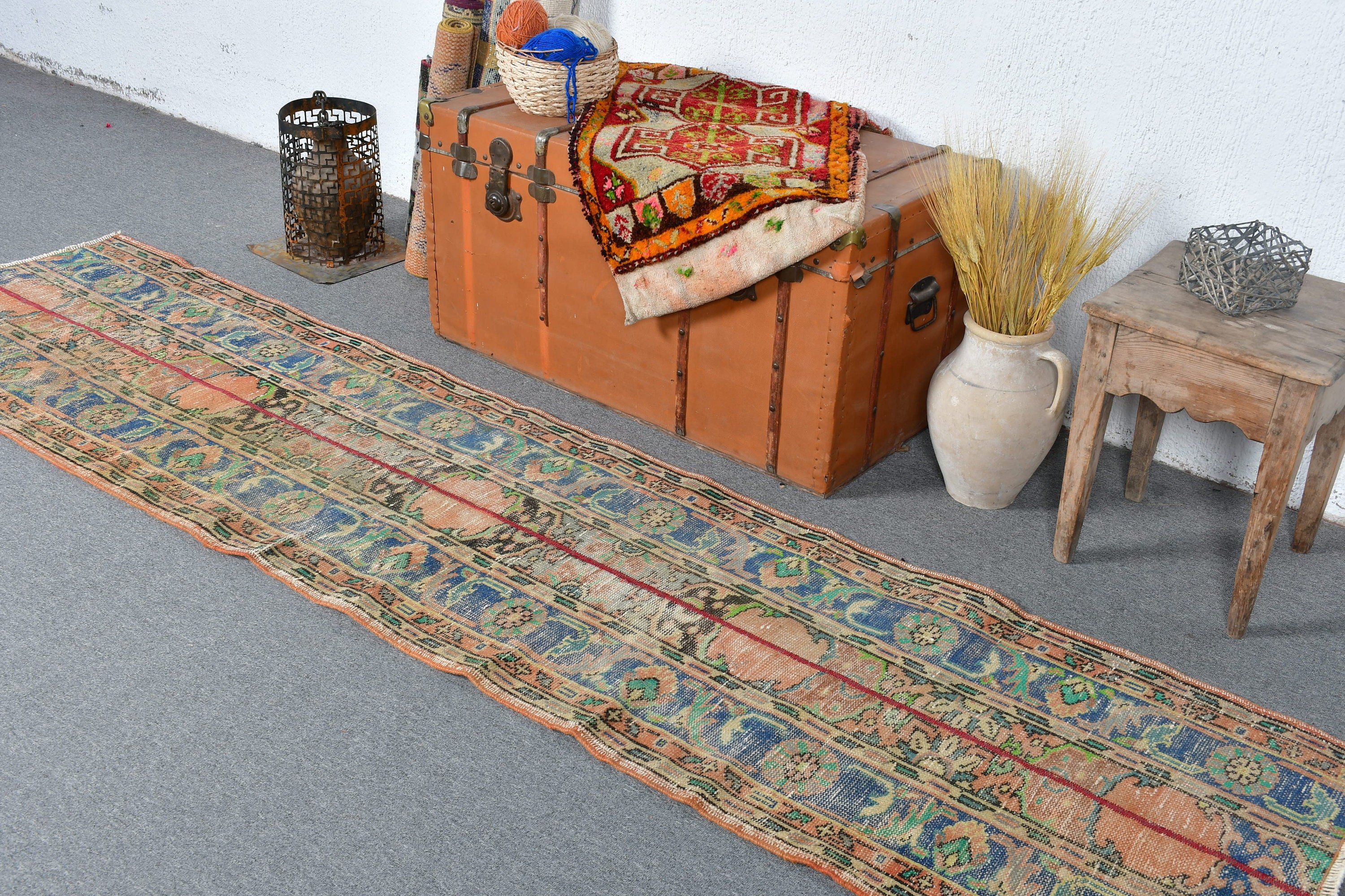 2.2x9.2 ft Runner Halı, Otantik Halı, Vintage Halılar, Koridor Halıları, Fas Halısı, Merdiven Halıları, Kahverengi Anadolu Halısı, Yer Halıları, Türk Halıları