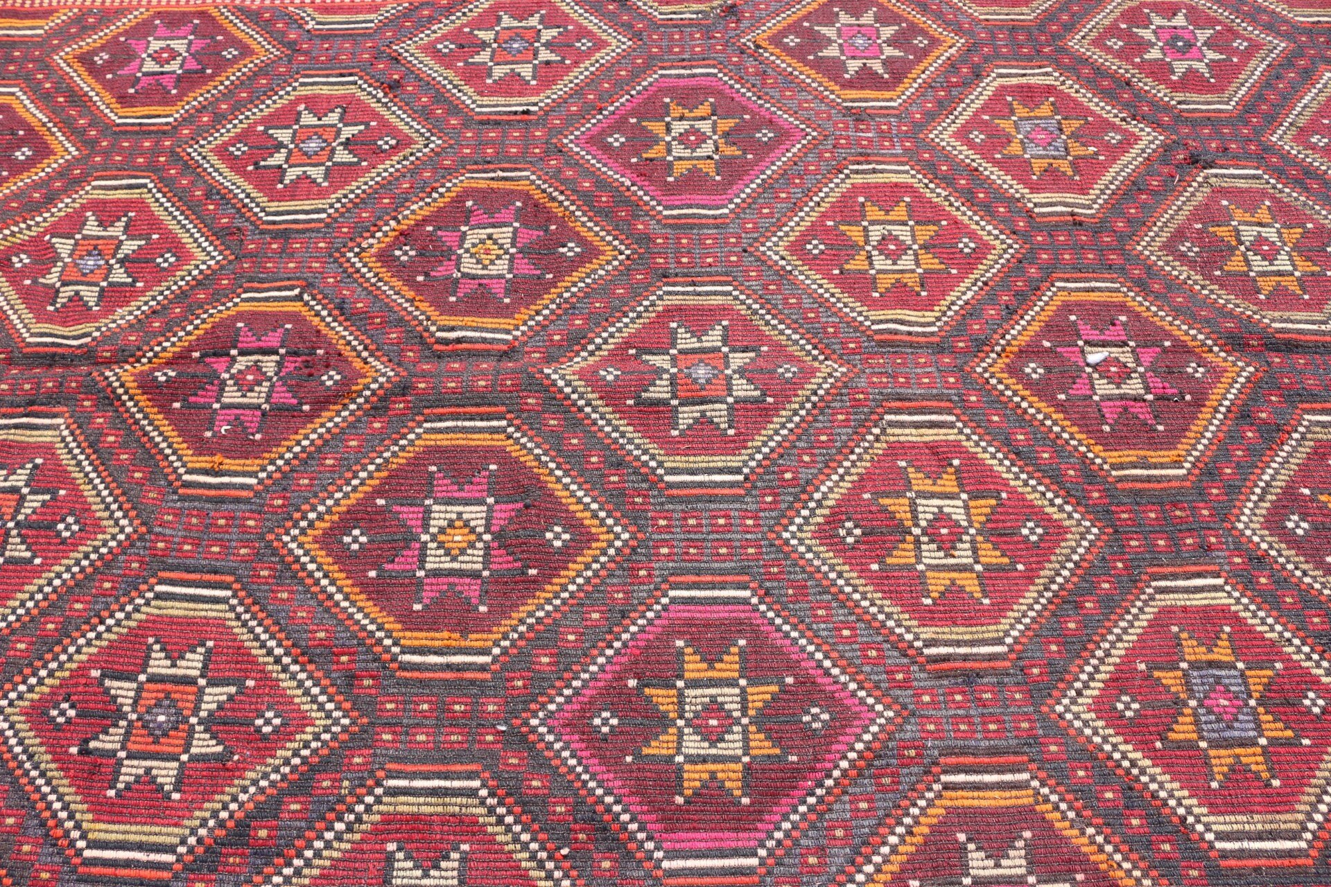 Yemek odası Kilim, Salon Kilim, Oturma odası Kilim, Siyah Mutfak Kilim, Türk Kilim, 204x333 cm Büyük Kilim, Yemek odası Kilim, Uşak Kilim