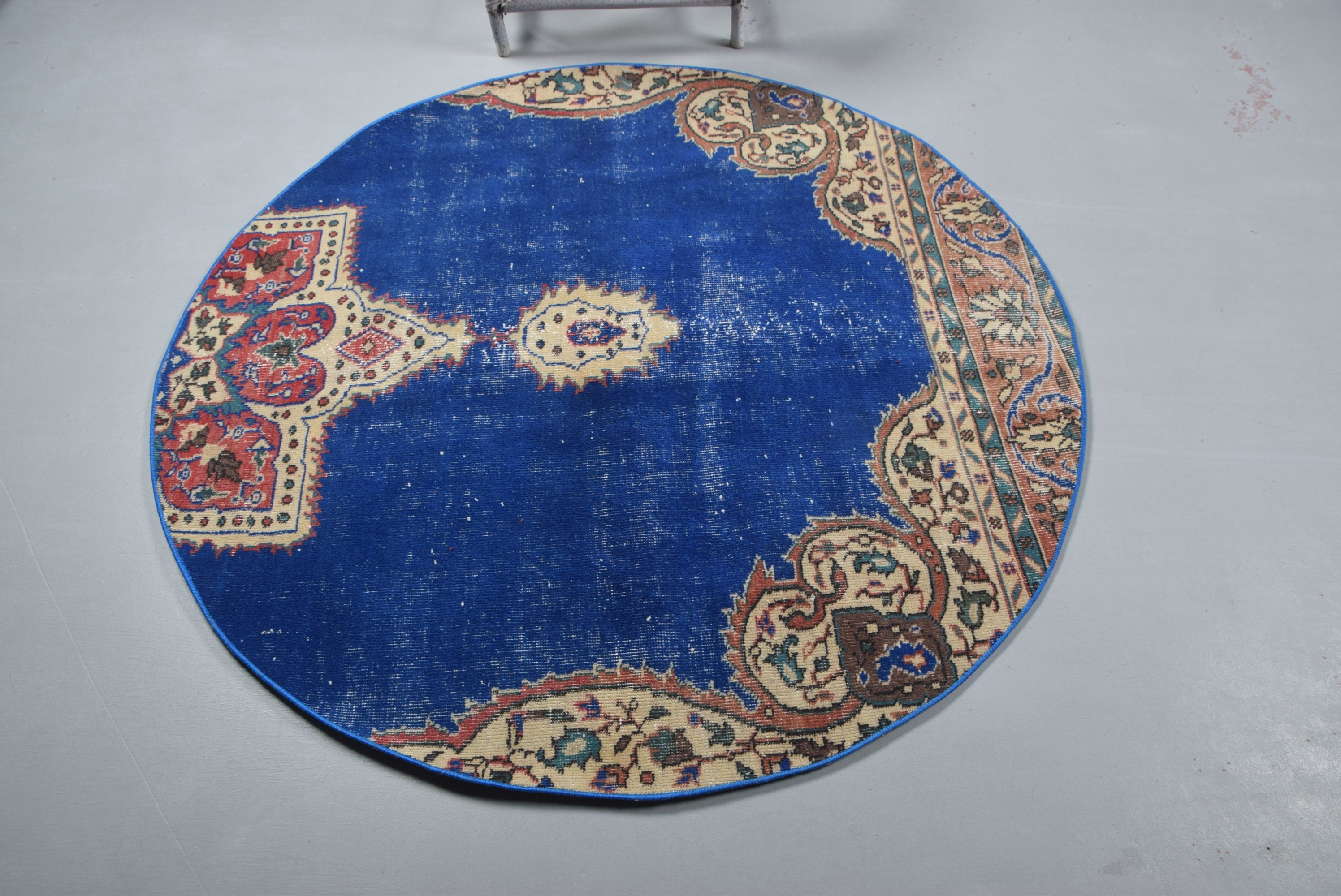 4.8x4.8 ft Accent Halı, Türk Halısı, Yatak Odası Halısı, Mavi Fas Halısı, Fas Halısı, Vintage Halı, Çocuk Halısı, Yatak Odası Halıları