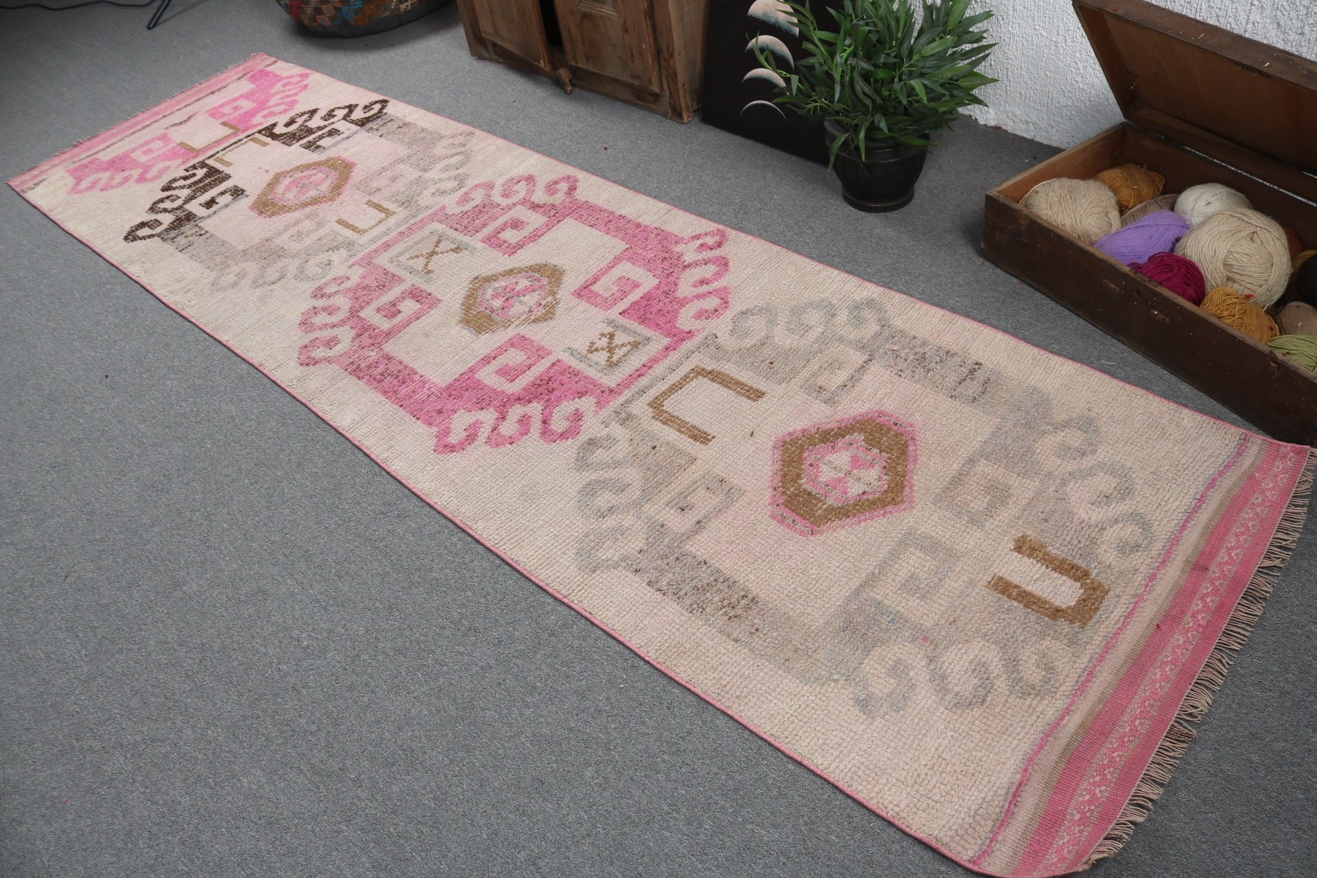 Neutral Rug, Beni Ourain Runner Rugs, Hallway Rugs, Beige Floor Rug, Vintage Rugs, 2.9x10.5 ft Runner Rug, Turkish Rugs, Bedroom Rug