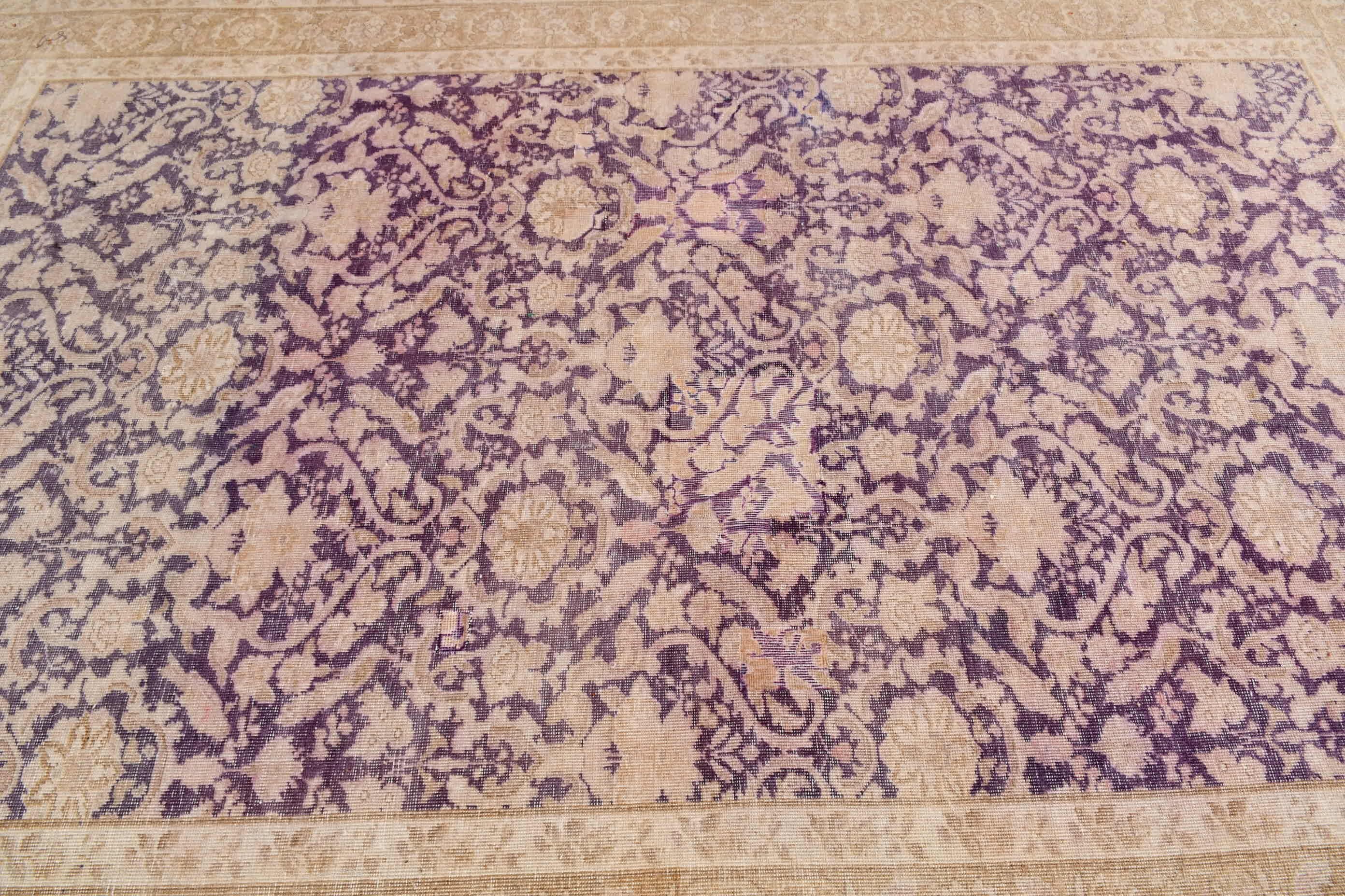 Vintage Rugs, Dining Room Rug, Cool Rug, Turkish Rugs, Salon Rug, Cute Rug, Purple Anatolian Rug, Muted Rug, 6.6x9.6 ft Large Rug, Wool Rug