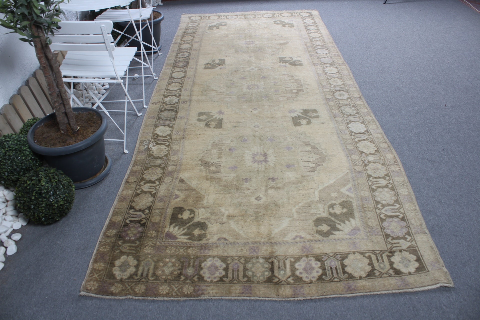 Vintage Rugs, Dorm Rug, Oushak Rugs, Beige  4.9x11.6 ft Large Rugs, Turkish Rug, Bedroom Rug, Oriental Rug, Living Room Rugs