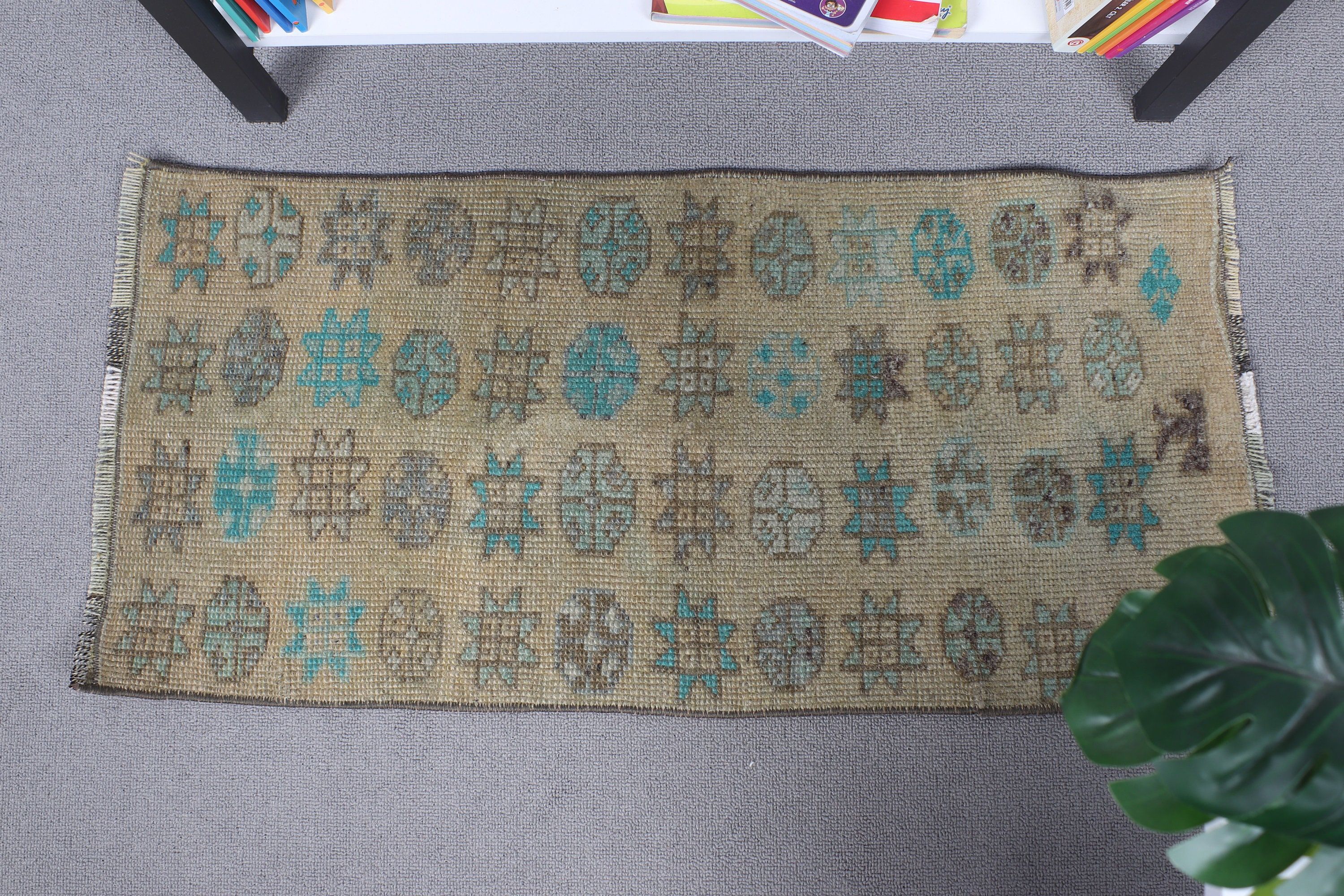 Turkish Rugs, Moroccan Rugs, Vintage Rugs, Kitchen Rug, Antique Rugs, Pastel Rugs, Green Floor Rug, Wall Hanging Rugs, 1.3x2.8 ft Small Rug