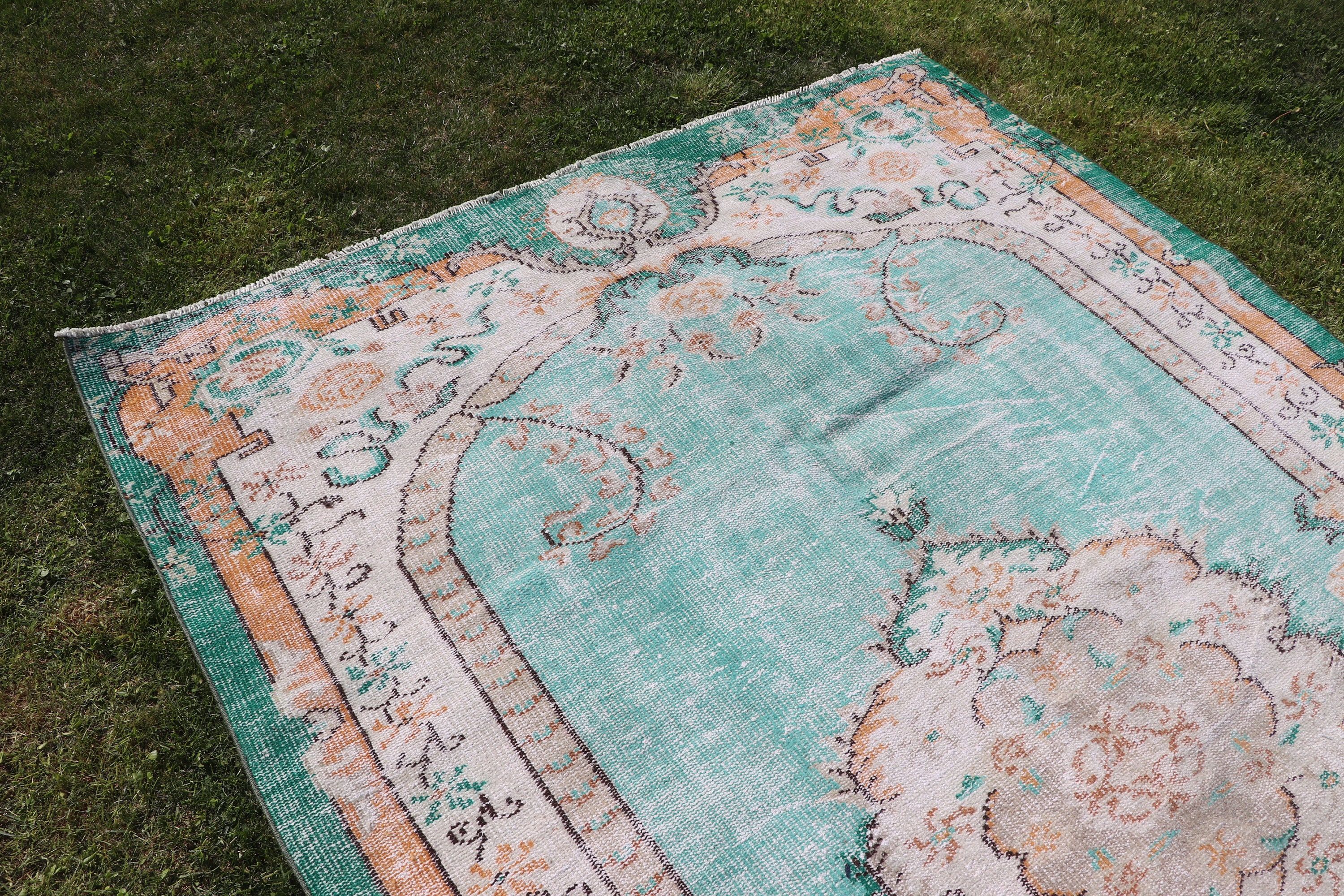 Large Boho Rugs, Large Vintage Rugs, Handwoven Rugs, Vintage Rugs, Green Statement Rugs, Neutral Rug, Turkish Rug, 5.7x8.6 ft Large Rugs