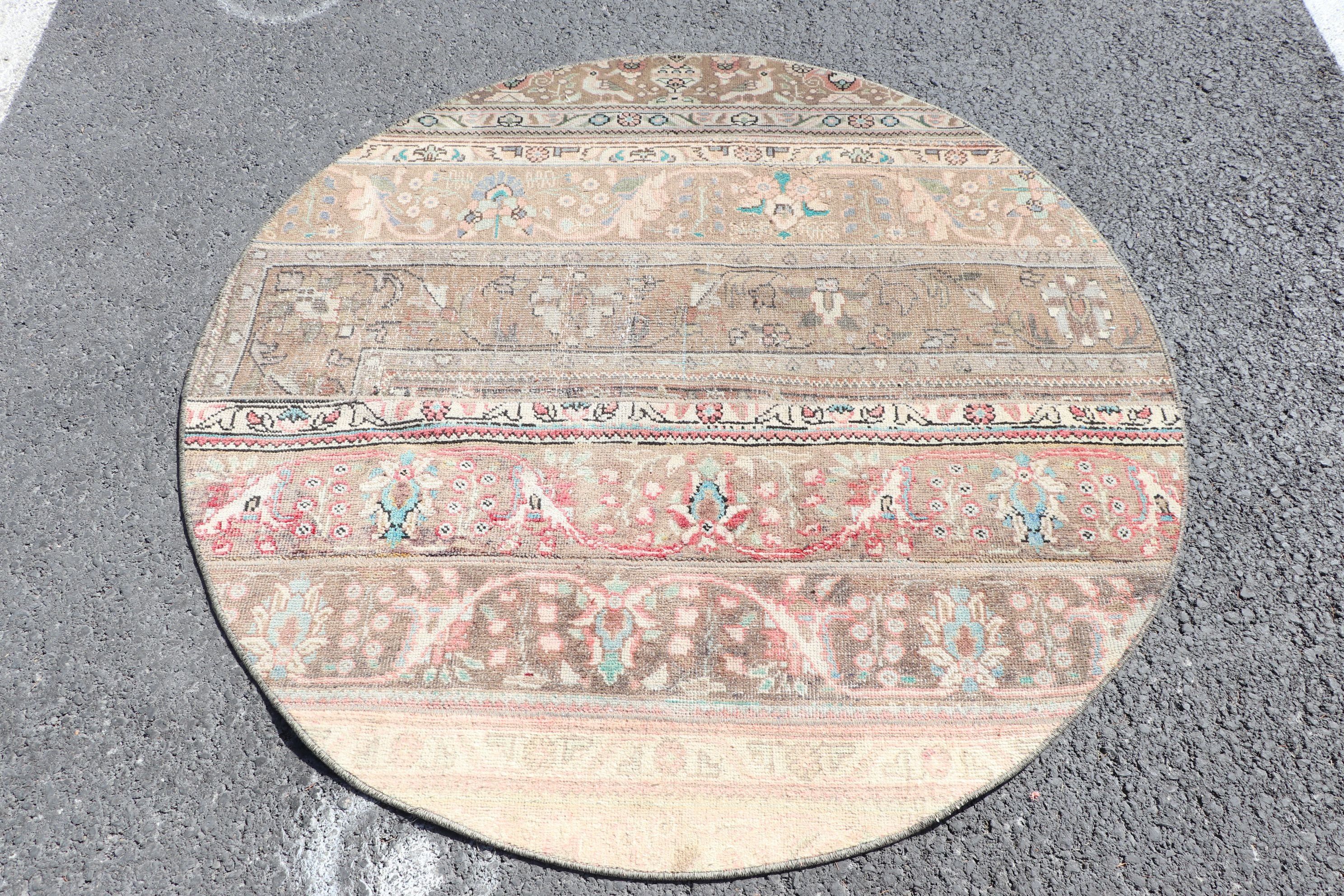 Vintage Halılar, Yatak Odası Halıları, Çocuk Halıları, Bej Yatak Odası Halıları, Yer Halısı, El Yapımı Halı, 4.6x4.6 ft Accent Halı, Türk Halısı