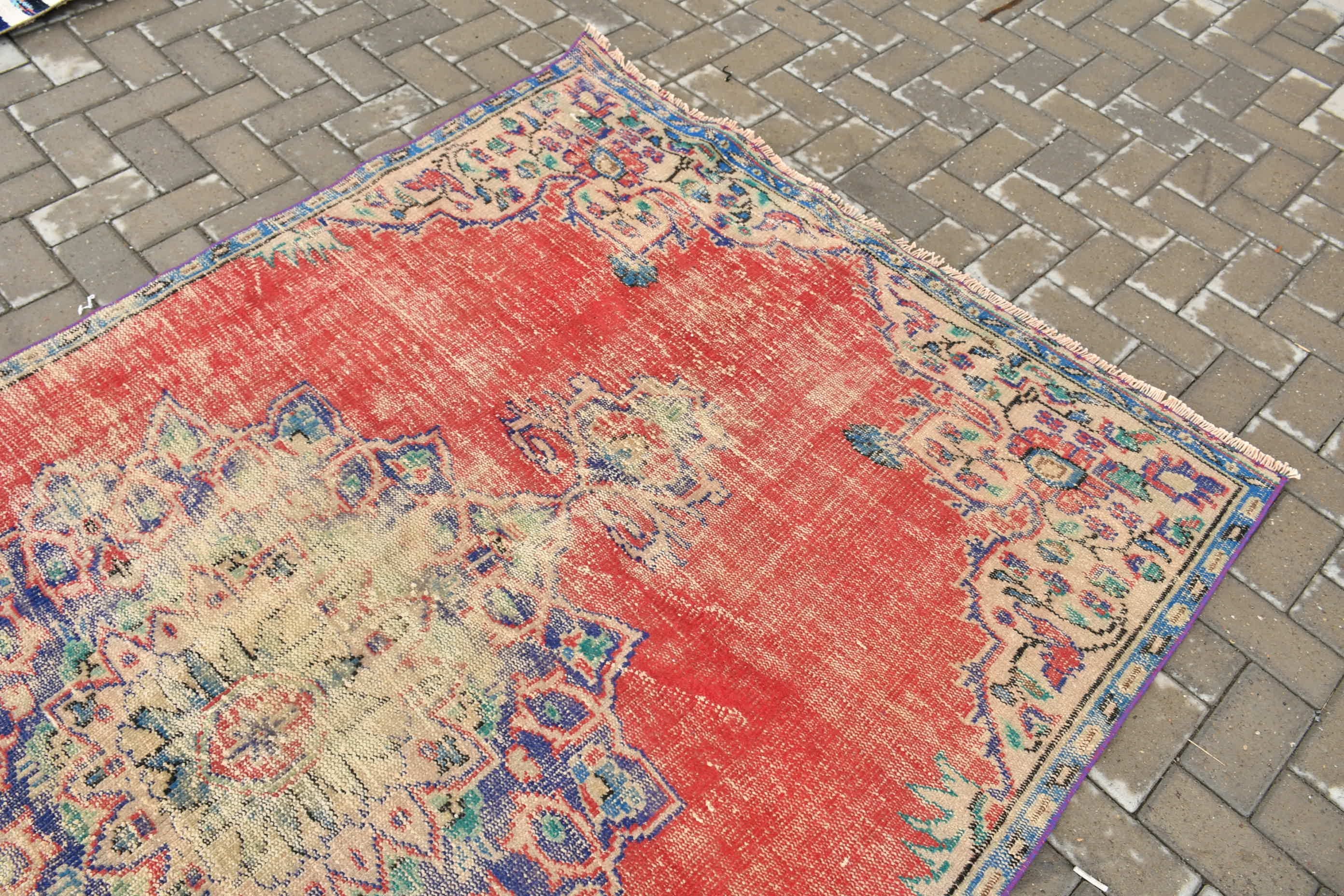 Home Decor Rugs, Vintage Rug, Living Room Rug, 4.8x8.4 ft Large Rug, Oriental Rugs, Salon Rug, Turkish Rugs, Old Rug, Red Moroccan Rugs