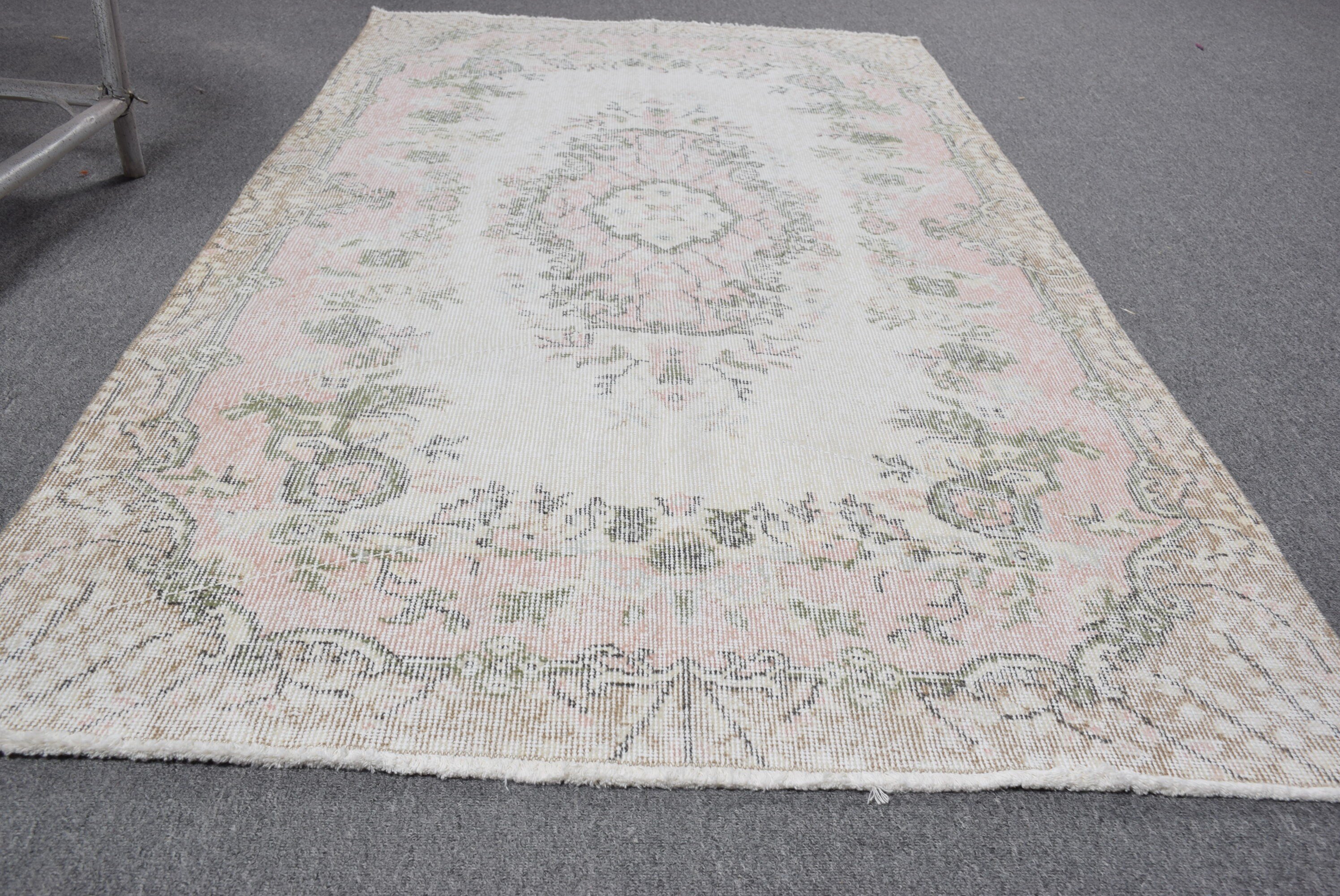 3.6x6.6 ft Accent Rugs, Beige Antique Rug, Turkish Rugs, Oriental Rug, Vintage Rug, Entry Rug, Kitchen Rug, Rugs for Kitchen