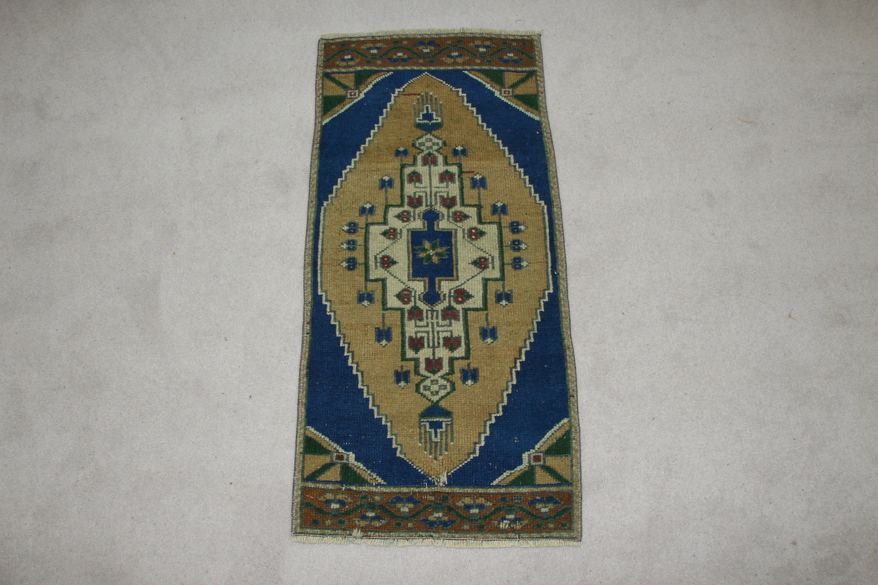Car Mat Rug, Moroccan Rugs, Turkish Rugs, Blue  1.4x2.9 ft Small Rugs, Bohemian Rugs, Antique Rug, Vintage Rug, Bathroom Rugs