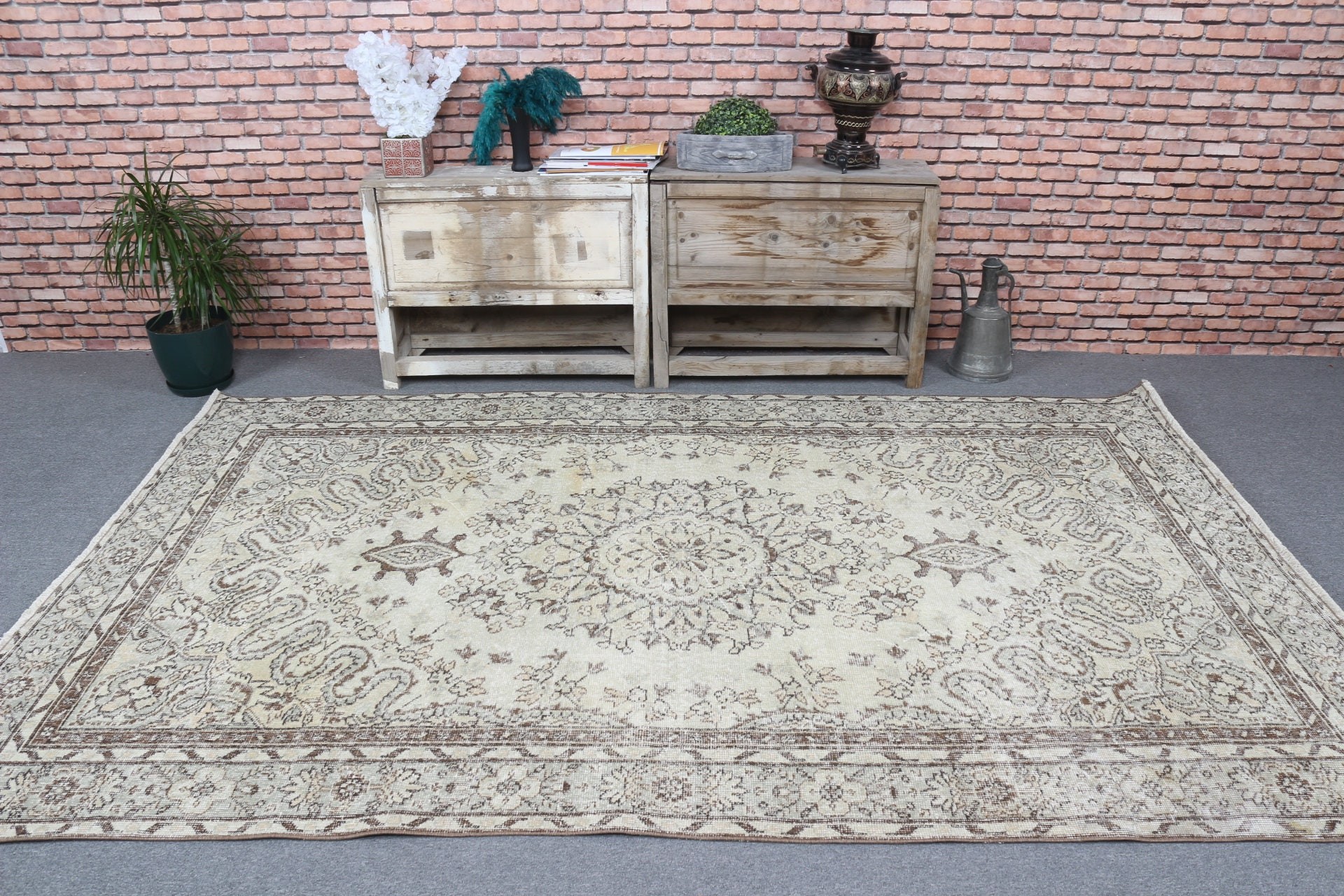 Aztec Rug, 5.6x9 ft Large Rug, Oriental Rug, Turkish Rug, Bedroom Rugs, Beige Bedroom Rug, Living Room Rug, Vintage Rugs, Dining Room Rugs