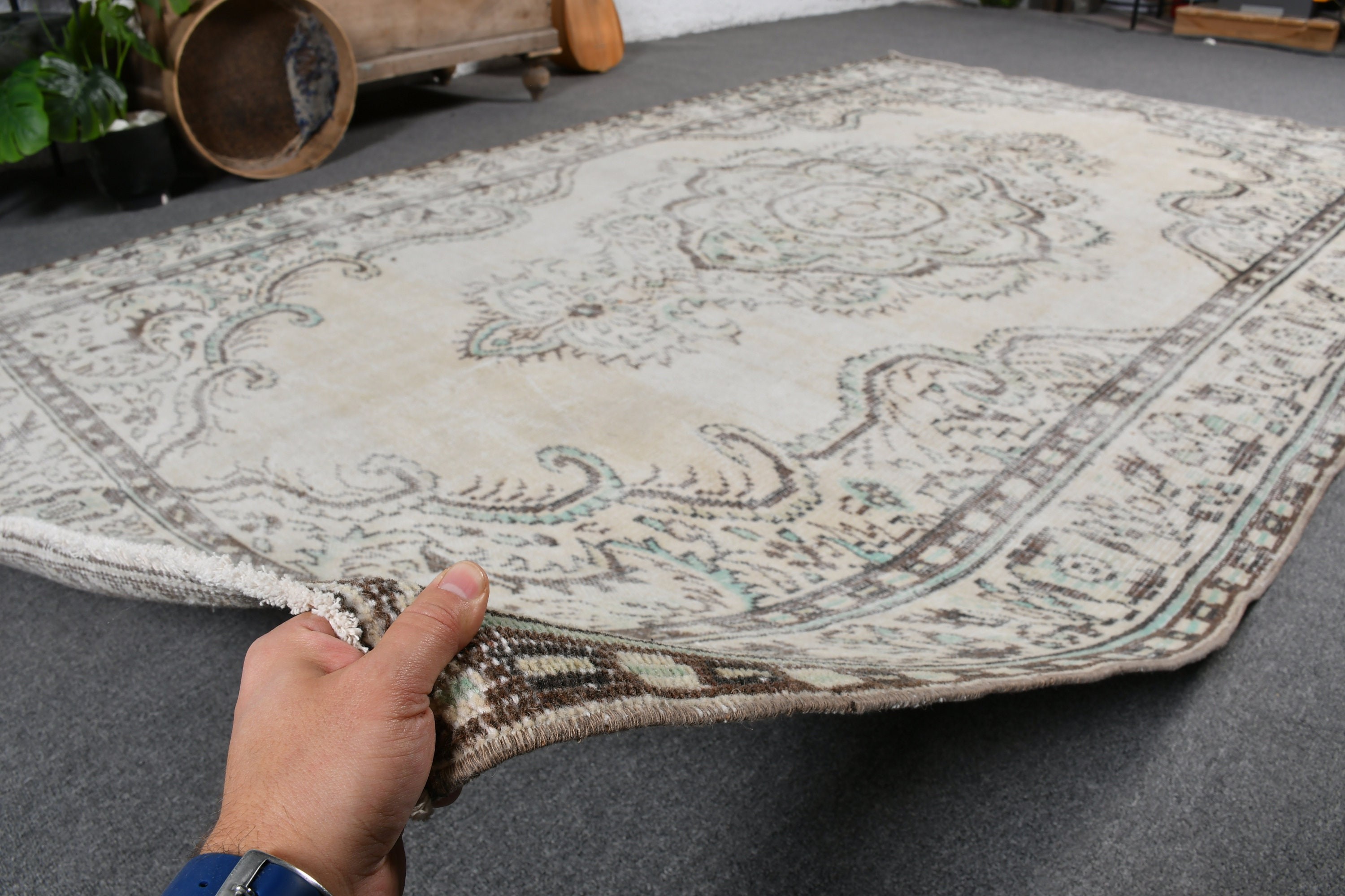 5.8x9.6 ft Large Rug, Turkish Rugs, Beige Cool Rug, Wool Rugs, Vintage Rugs, Bedroom Rugs, Oriental Rug, Dining Room Rug, Hand Woven Rug