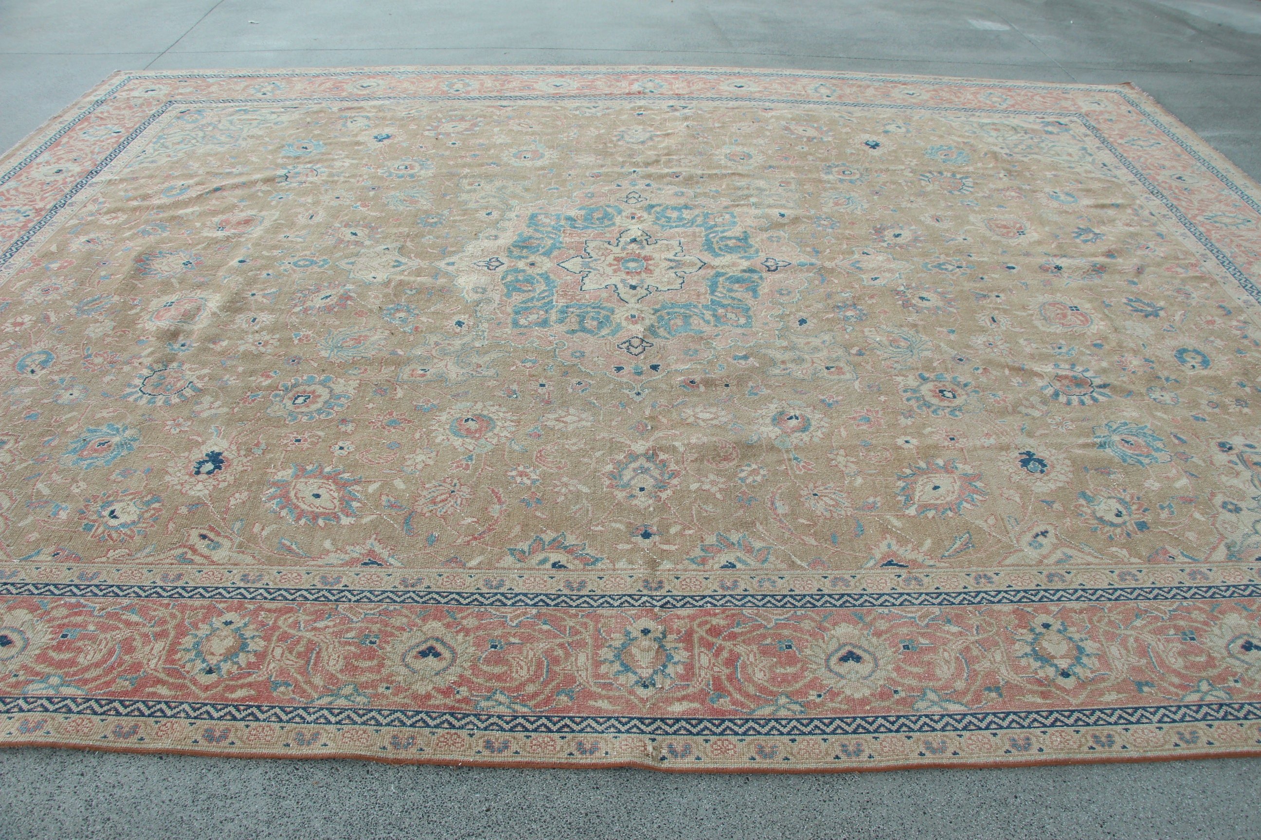 Oturma Odası Halıları, Türk Halısı, 10.4x13.9 ft Büyük Boy Halı, Vintage Halı, Egzotik Halılar, Bej Anadolu Halısı, Yatak Odası Halısı, Salon Halıları, Yün Halı