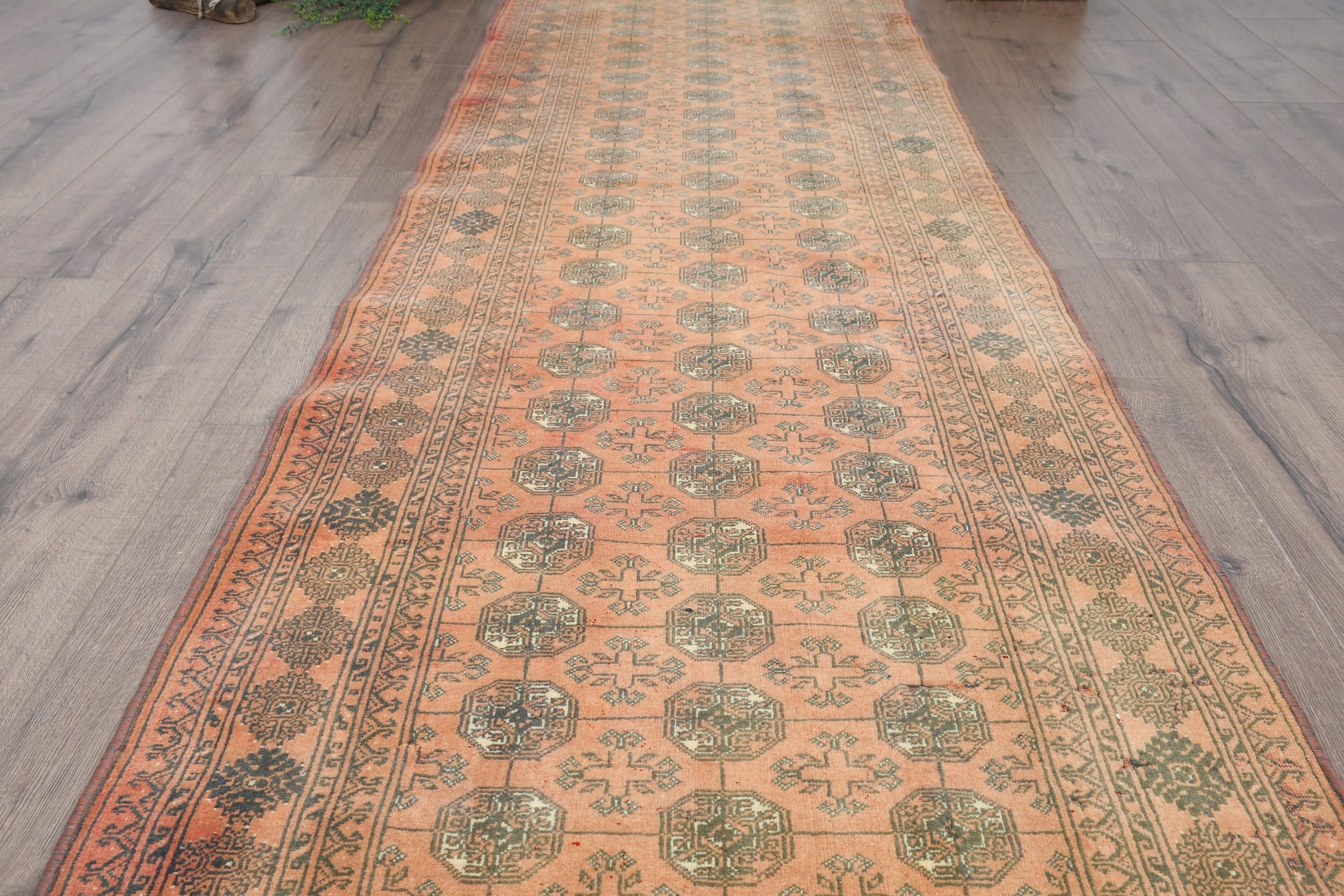 Turkish Rug, Vintage Rug, Orange  2.7x9.4 ft Runner Rug, Hallway Rug, Art Rugs, Oushak Rug, Bedroom Rugs, Rugs for Corridor