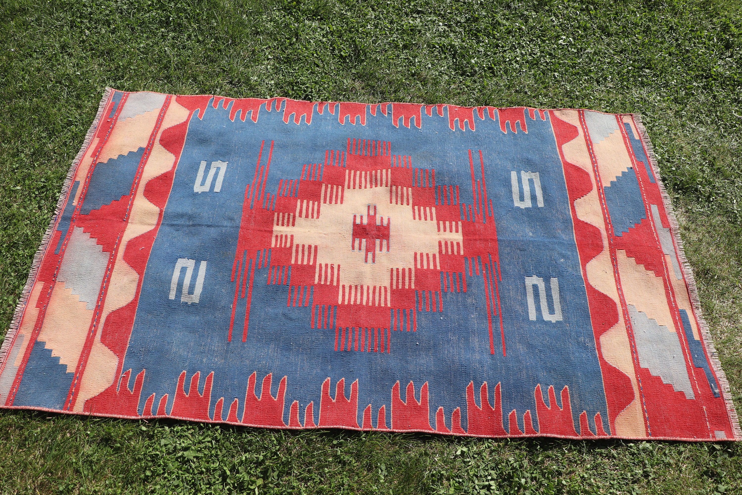 Flatweave Rugs, Blue  3.3x5.2 ft Accent Rugs, Vintage Rugs, Turkish Rugs, Entry Rugs, Vintage Accent Rug, Kilim, Antique Rugs