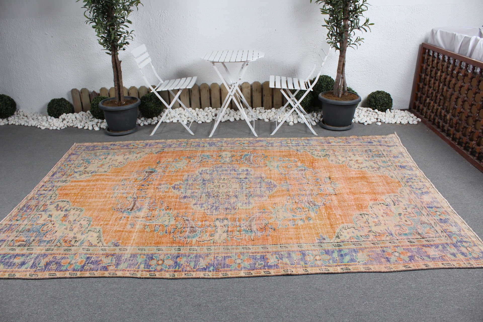 Oriental Rugs, Orange Antique Rug, Turkish Rug, Bedroom Rugs, Living Room Rug, Anatolian Rug, Vintage Rugs, Pastel Rugs, 6x9.8 ft Large Rug