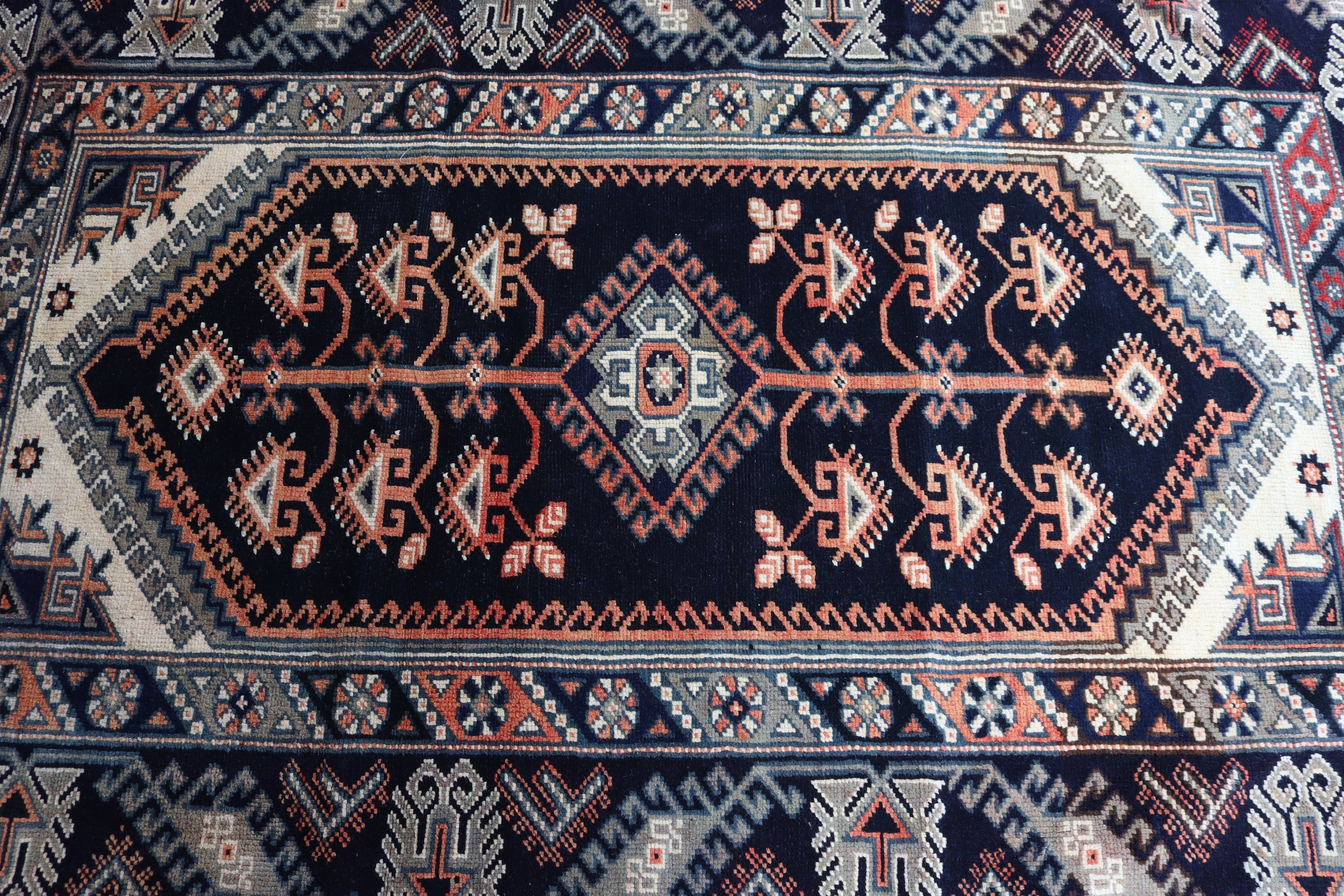 3.4x6 ft Accent Rugs, Decorative Rugs, Blue Floor Rugs, Rugs for Nursery, Cool Rugs, Oriental Rug, Turkish Rugs, Kitchen Rugs, Vintage Rug