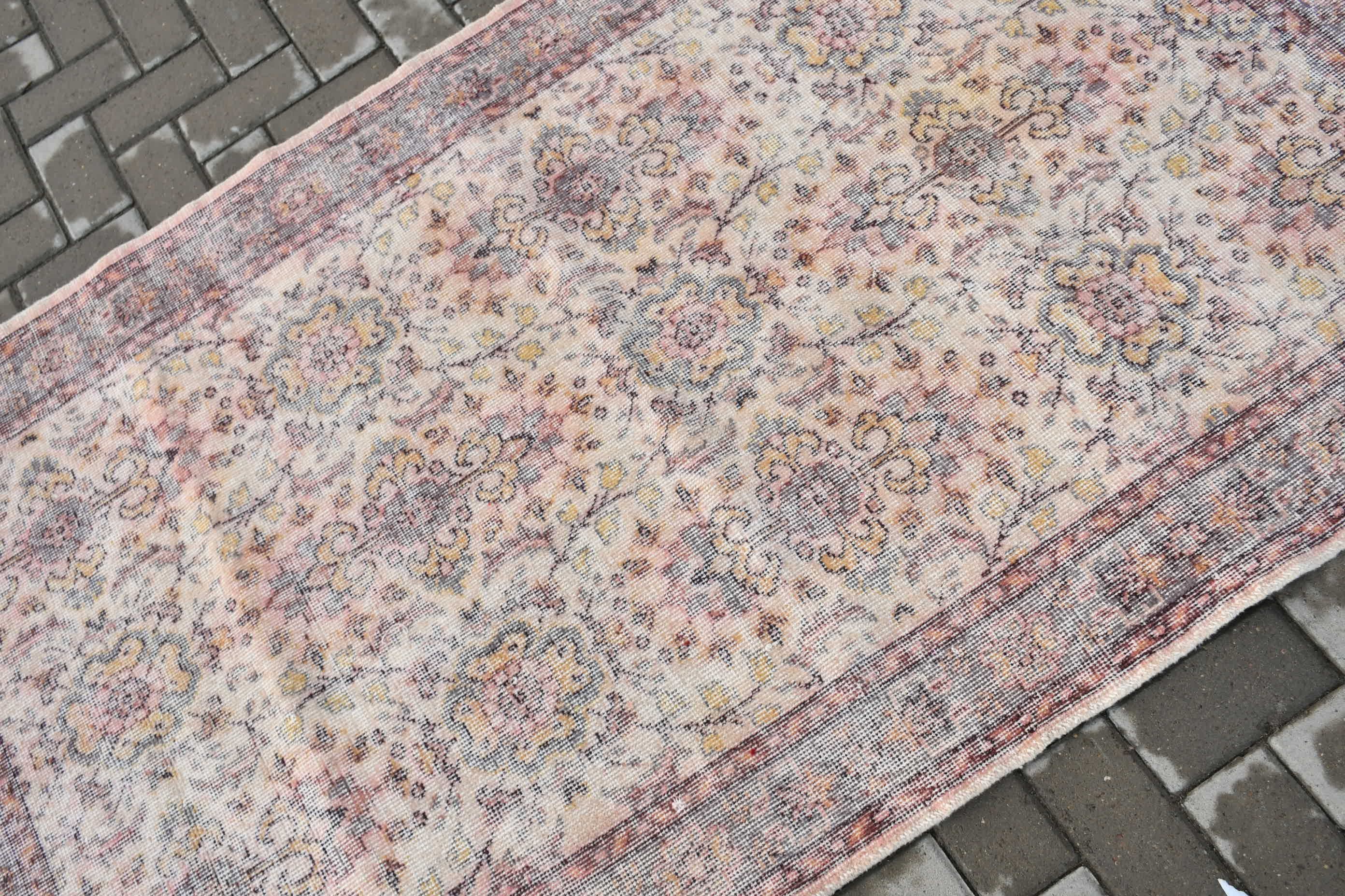 Bedroom Rug, Turkish Rugs, 3.8x6.7 ft Area Rug, Vintage Rug, Moroccan Rug, Pink Floor Rug, Aztec Rug, Rugs for Area, Living Room Rug