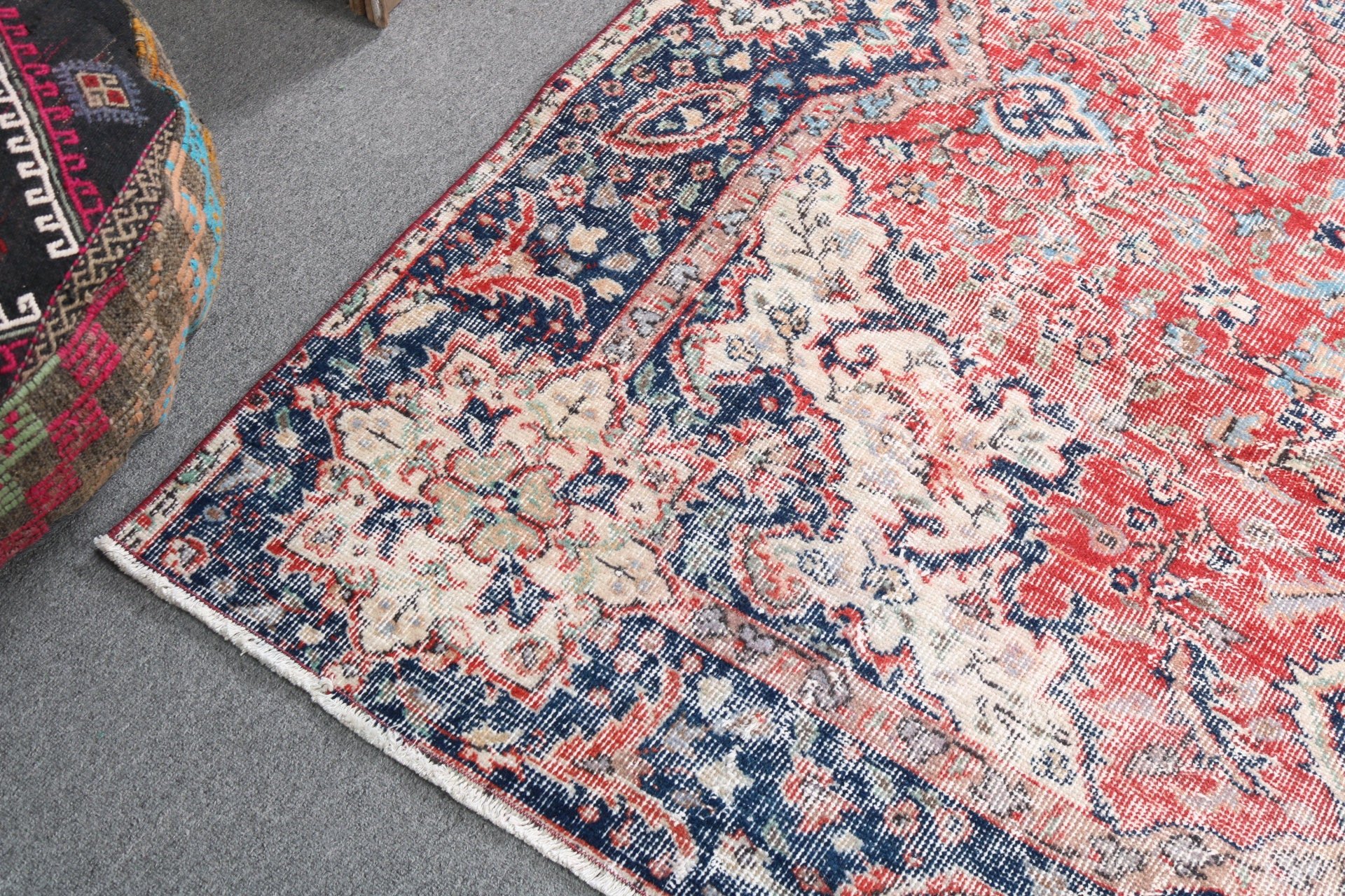 Modern Halılar, Oturma Odası Halısı, Türk Halıları, Havalı Halılar, Vintage Halılar, 5.9x9.5 ft Büyük Halı, Kırmızı El Dokuma Halı, Büyük Vintage Halılar, Boho Halılar