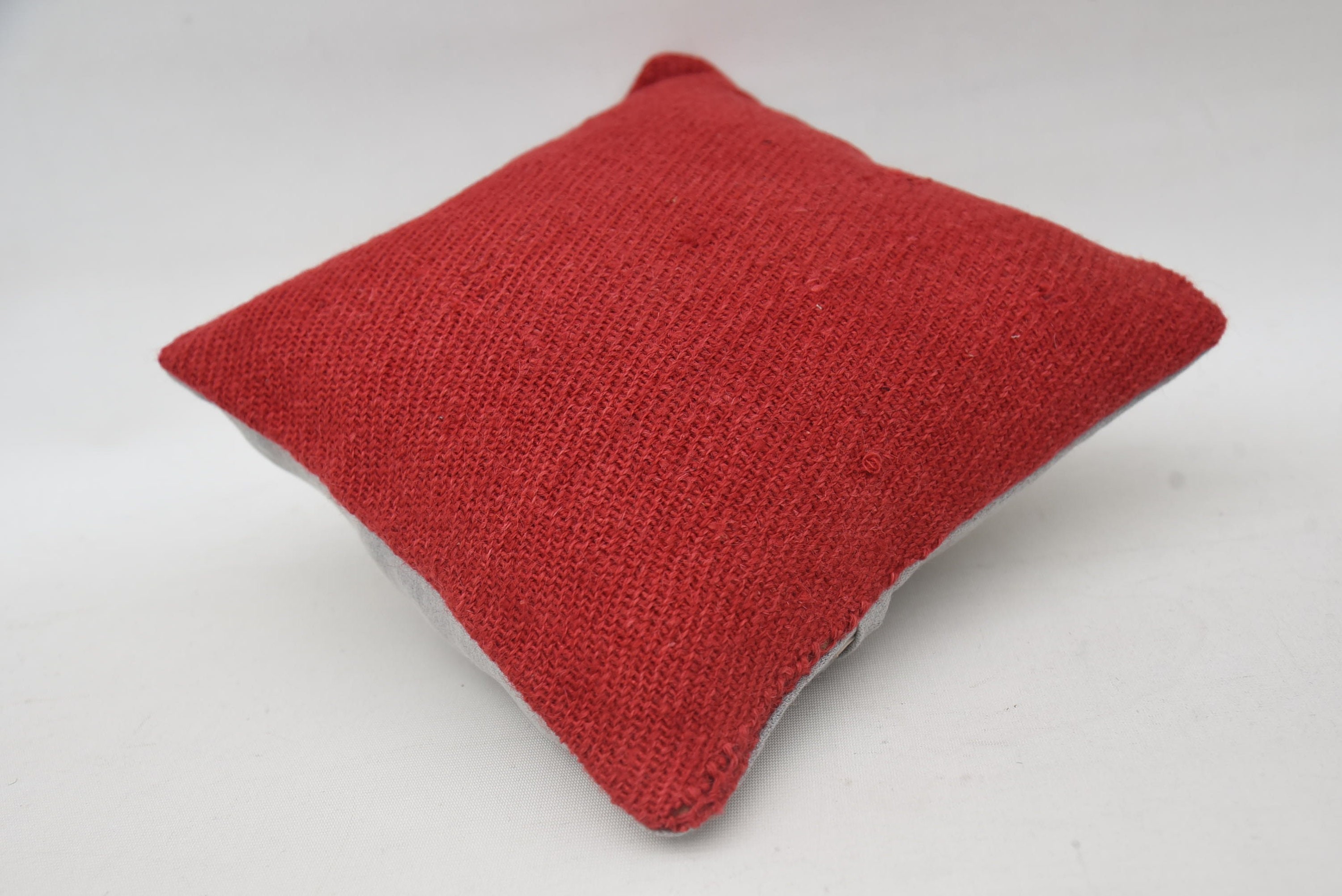 12"x12" Red Pillow, Vintage Pillow, Pet Cushion Case, Living Room Throw Pillow, Kilim Pillow Cover, Neutral Pillow Case, Pillow for Sofa