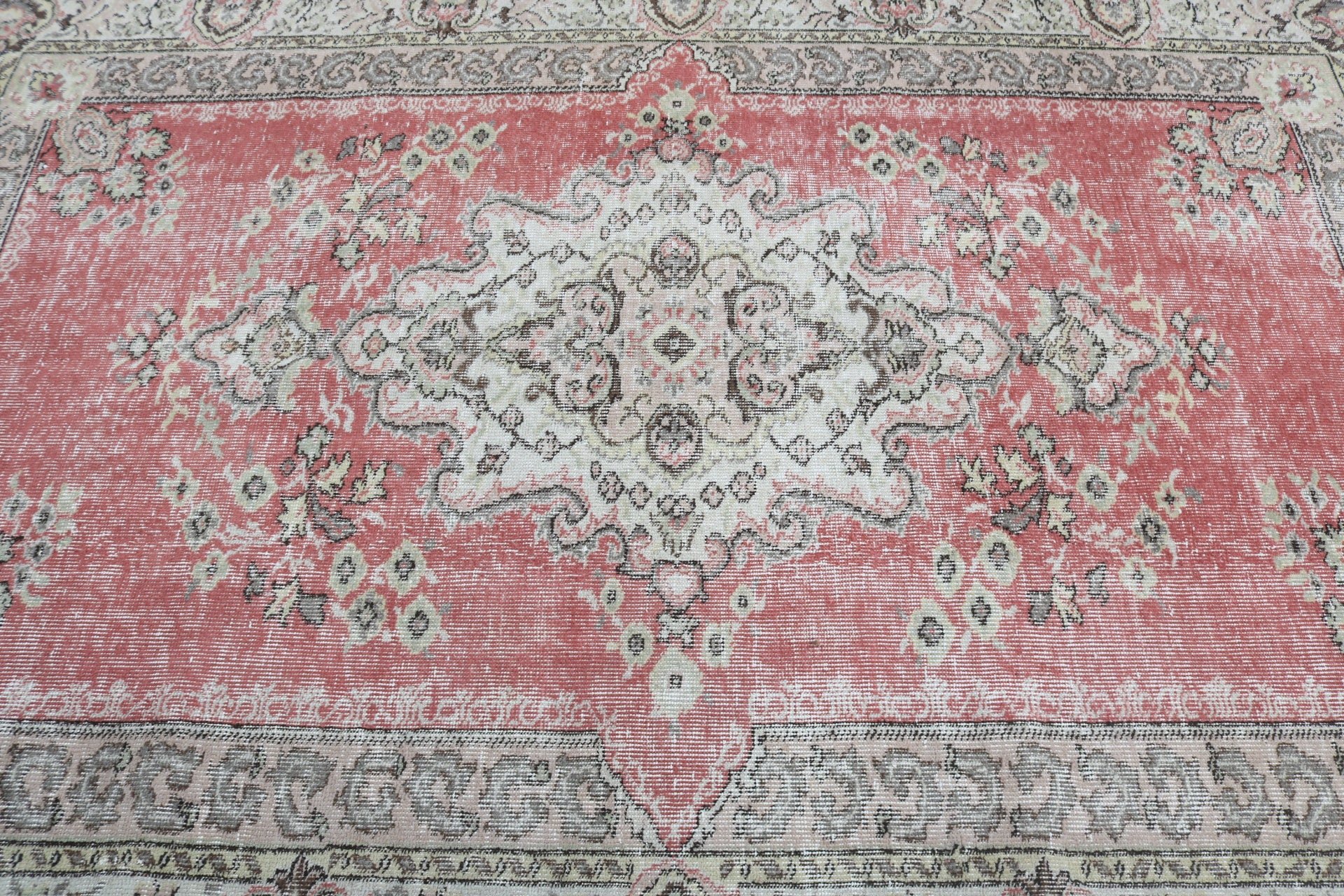 Büyük Boho Halı, Türk Halıları, Büyük Oushak Halıları, Vintage Halı, Yün Halıları, Ev Dekor Halıları, Kırmızı Düz ​​Dokuma Halıları, 5,5x8,1 ft Büyük Halı