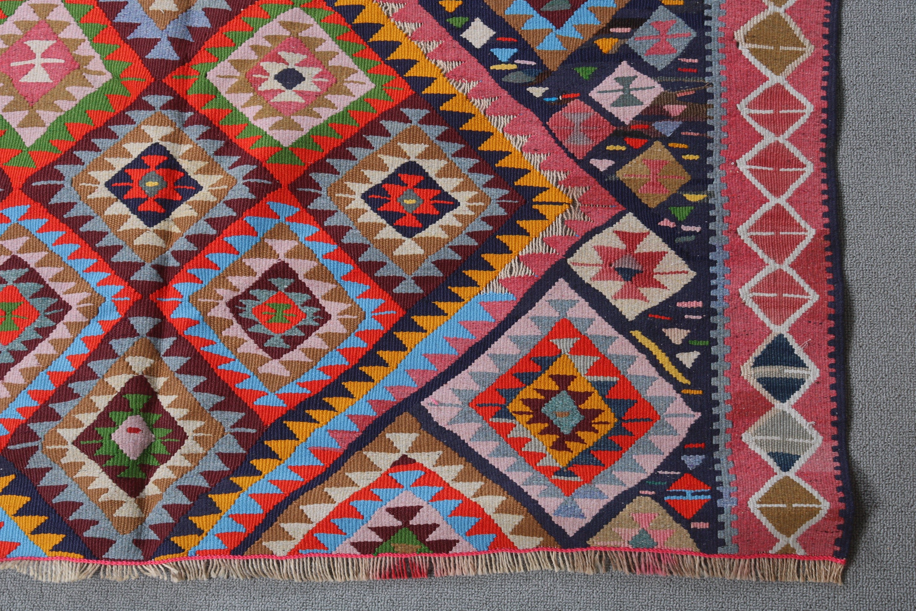 Yemek Odası Halısı, Mutfak Halısı, Kilim, 4.1x8.1 ft Alan Halıları, Türk Halıları, Vintage Halı, Pembe Antika Halı, Ev Dekor Halısı, Yatak Odası Halıları