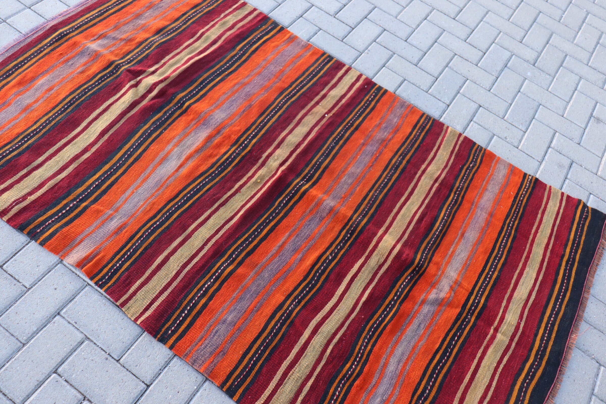 Living Room Rug, Retro Rugs, Anatolian Rugs, Vintage Rug, Kilim, Red Cool Rug, Kitchen Rugs, Bedroom Rug, Turkish Rug, 3.9x6.6 ft Area Rug